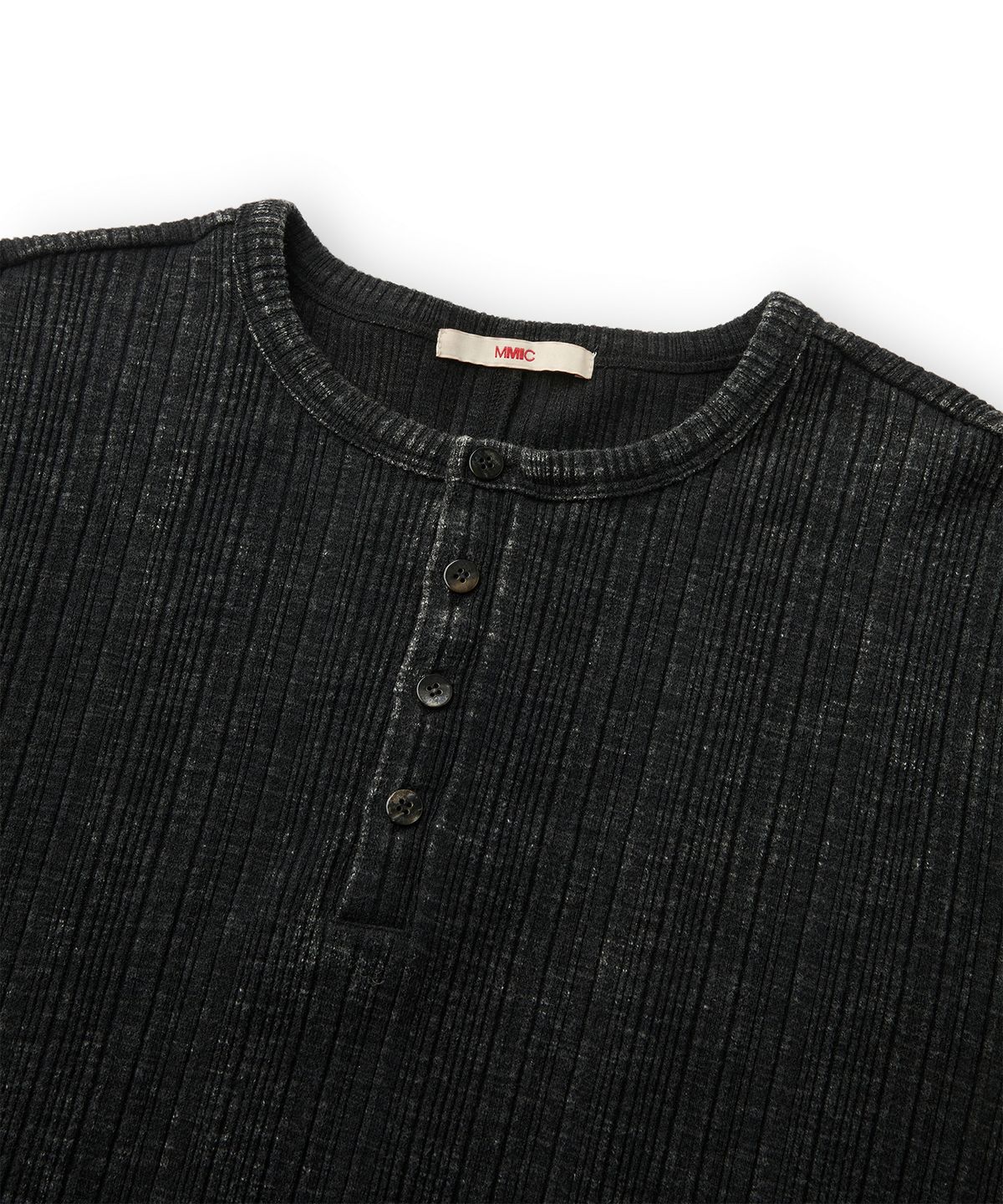 엠엠아이씨(MMIC) GRAIN HENLEY NECK (WASHED  BLACK)