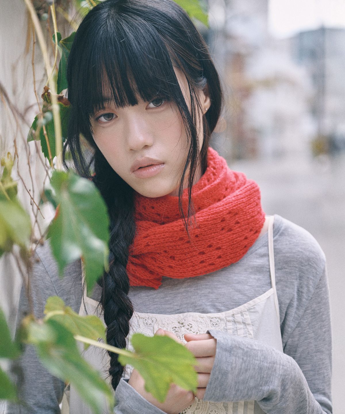 키이비(KIIBI) nostalgic knit muffler red