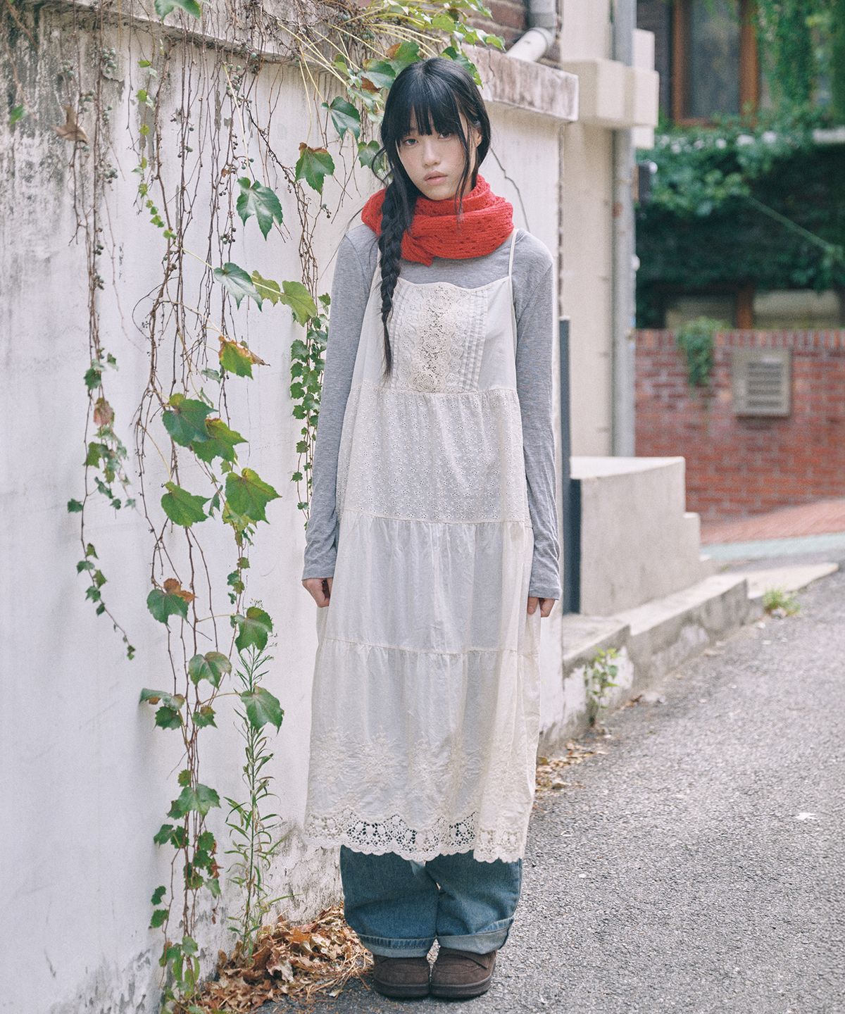 키이비(KIIBI) nostalgic knit muffler red