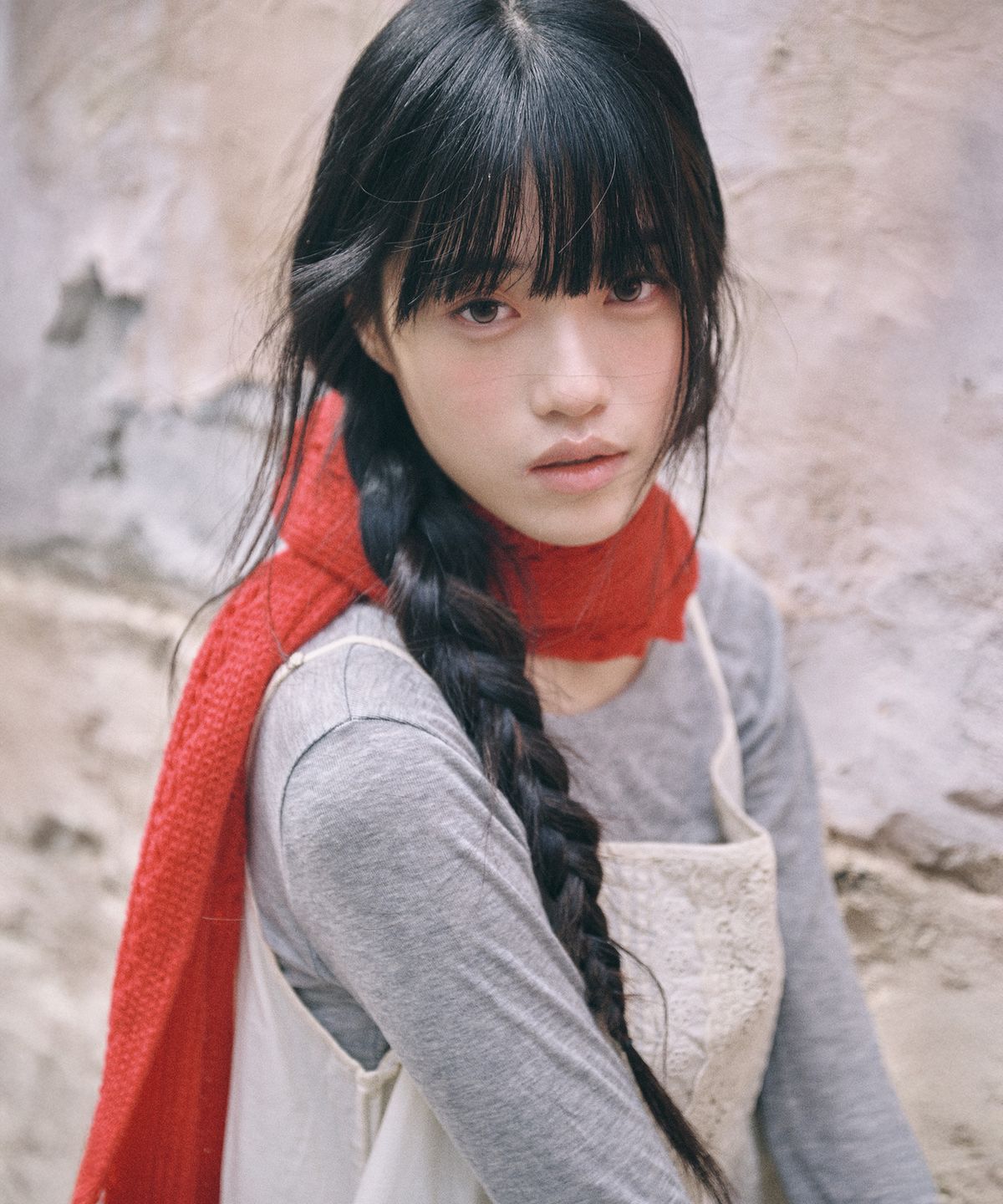 키이비(KIIBI) nostalgic knit muffler red