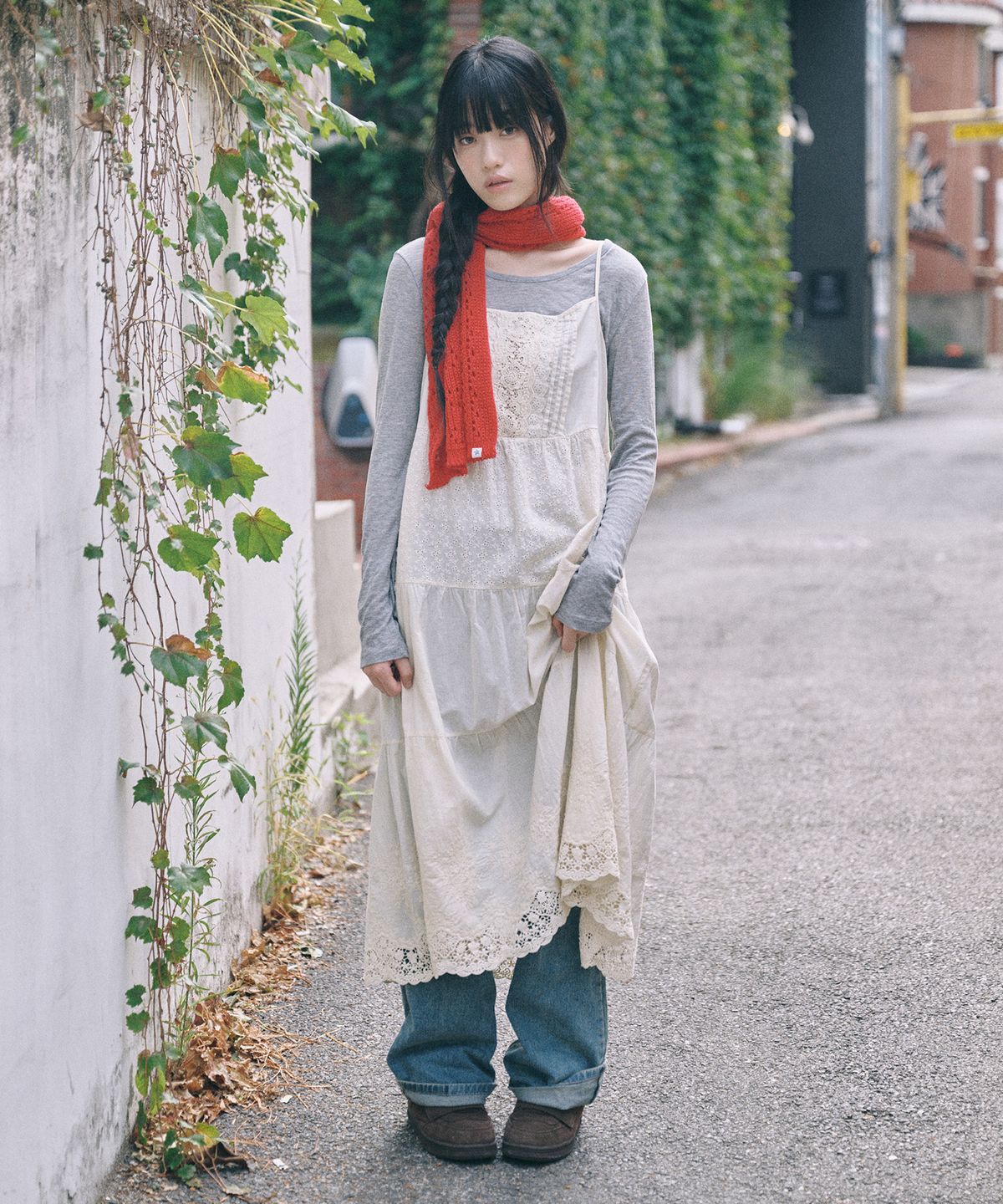 키이비(KIIBI) nostalgic knit muffler red