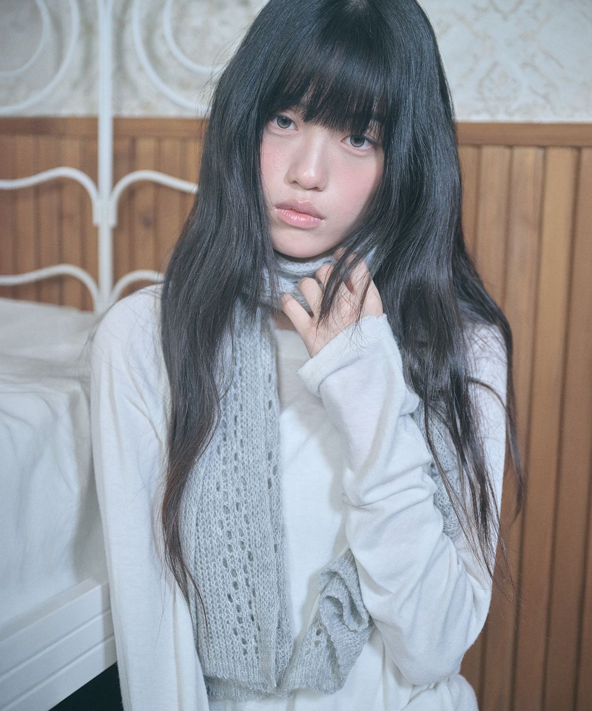 키이비(KIIBI) nostalgic knit muffler grey