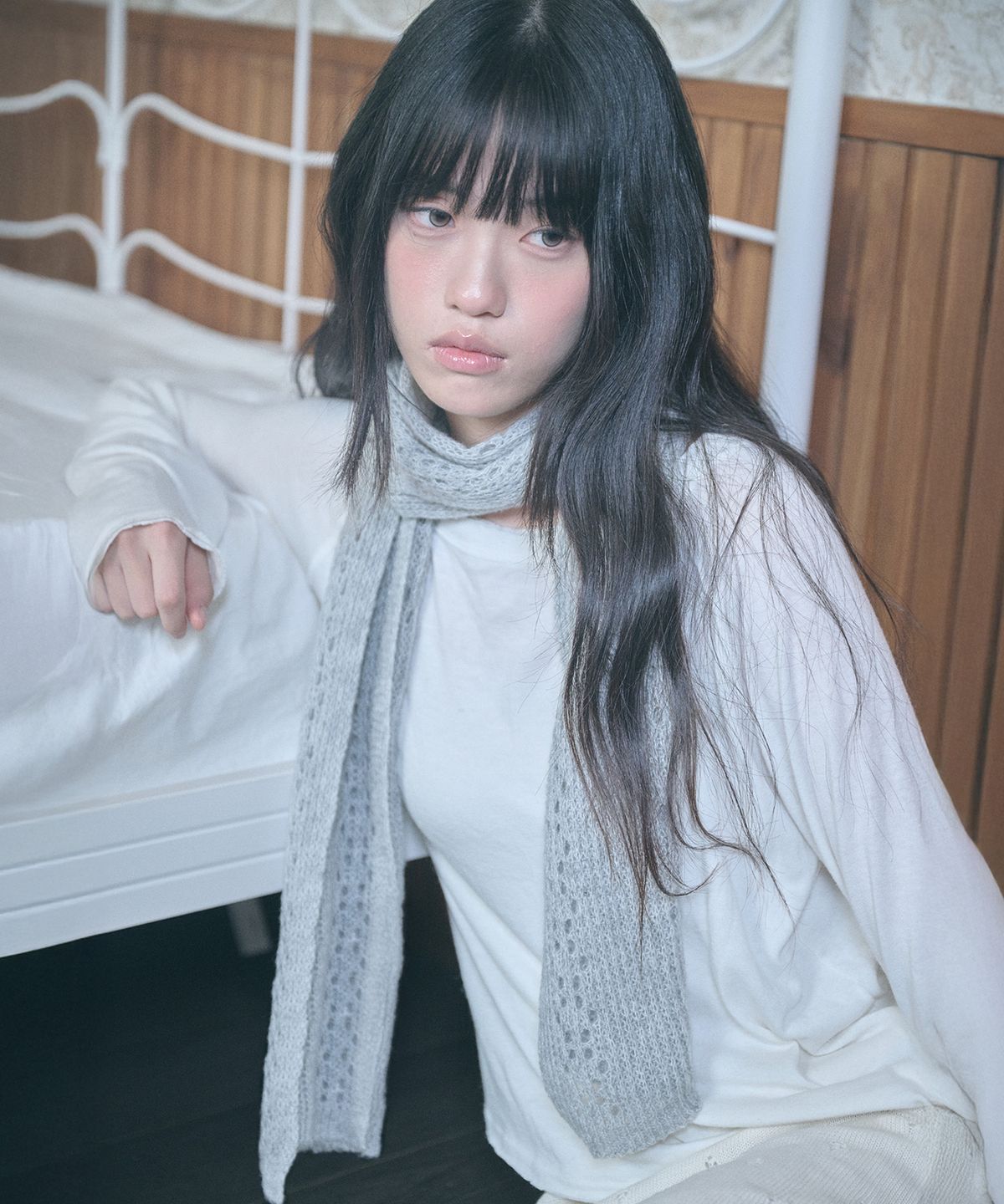키이비(KIIBI) nostalgic knit muffler grey