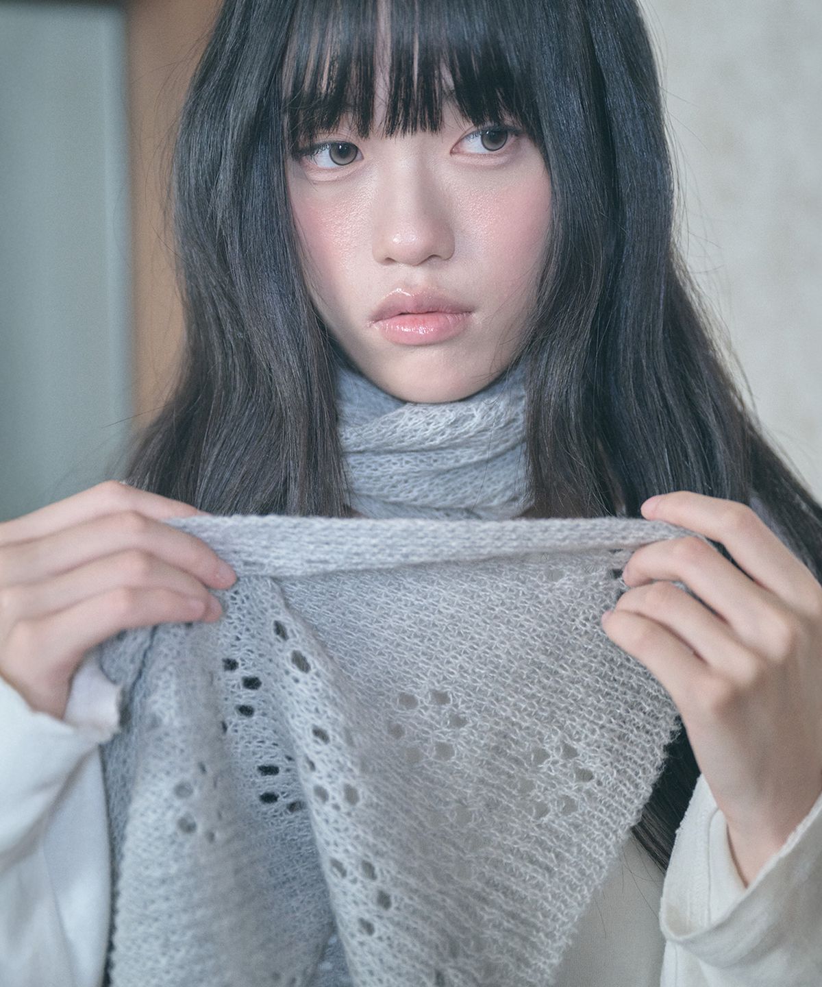 키이비(KIIBI) nostalgic knit muffler grey
