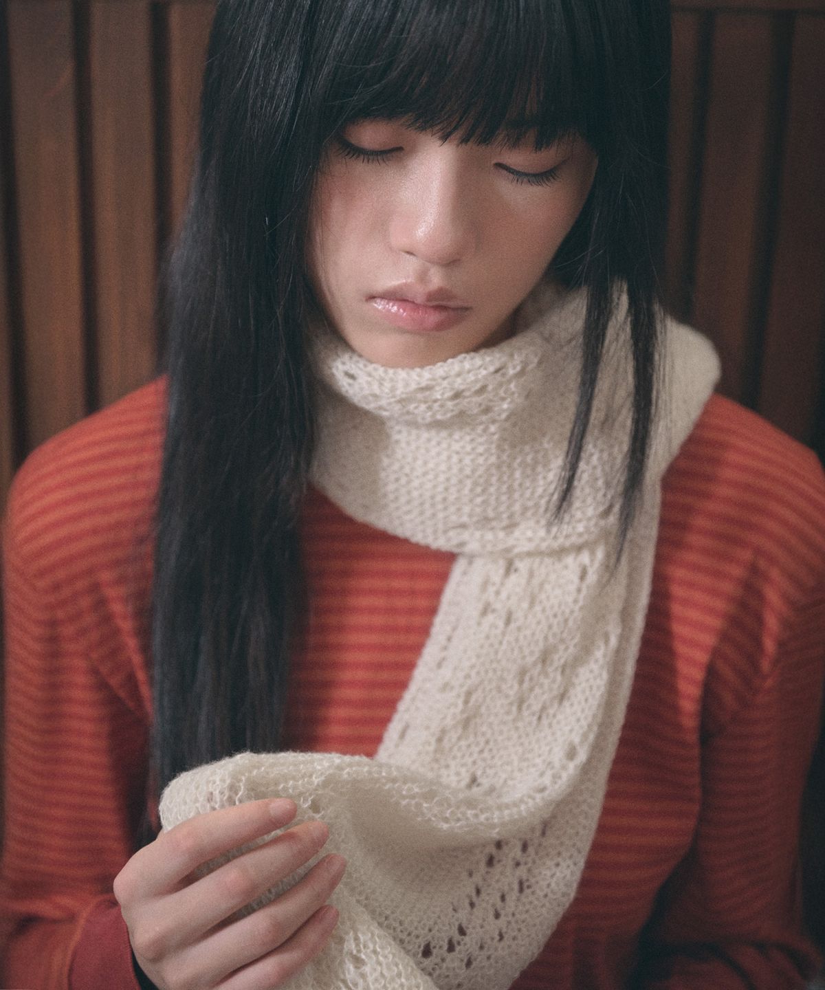 키이비(KIIBI) nostalgic knit muffler ivory