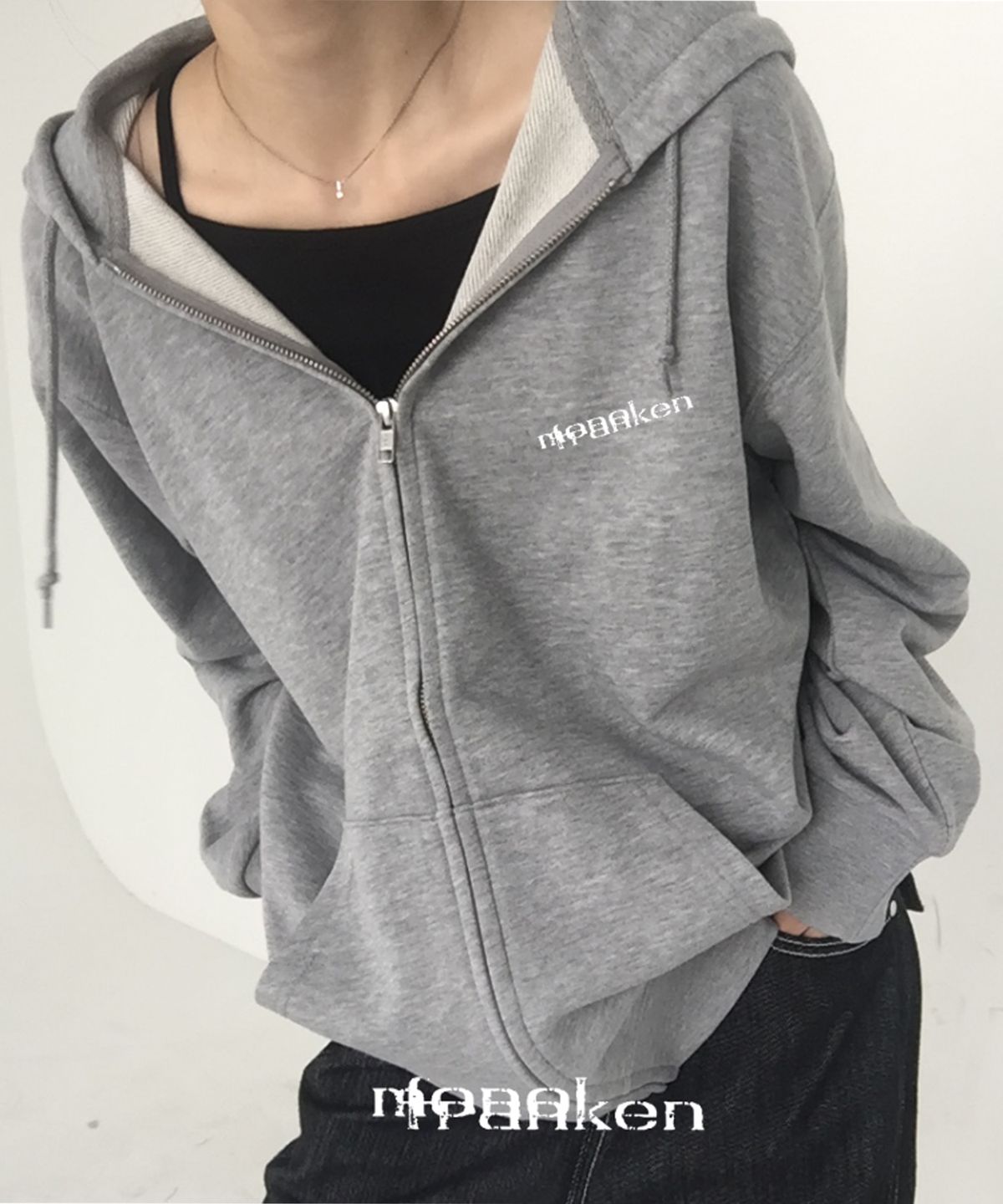 프랑켄모노(FRANKENMONO) MF로고 쭈리 후드집업