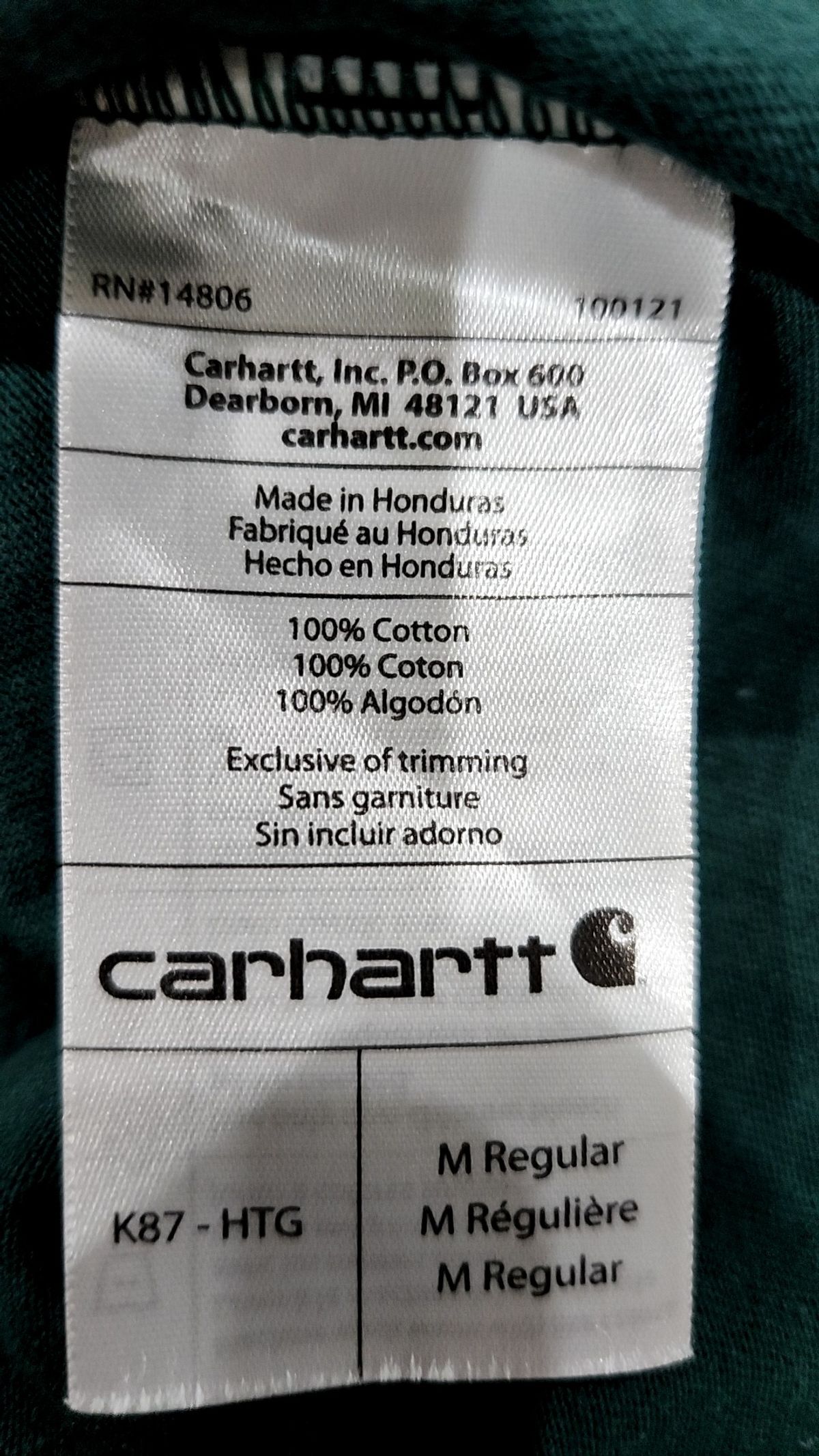 칼하트(CARHARTT) 포켓티 헌터그린 / K87-HTG M