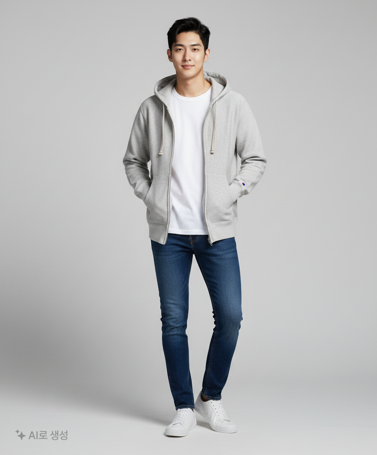챔피온(CHAMPION) [ASIA] Reverse Weave® 10oz 논기모 풀집업 후디 (LIGHT GREY) CKTS2E738G1 XL