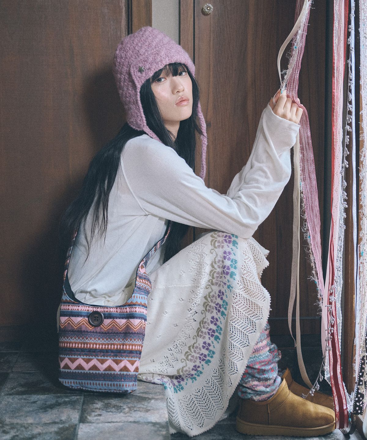 키이비(KIIBI) handmade crochet trooper hat purple