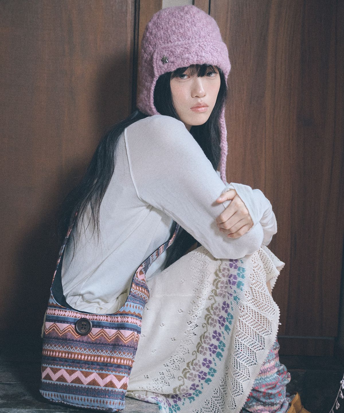 키이비(KIIBI) handmade crochet trooper hat purple
