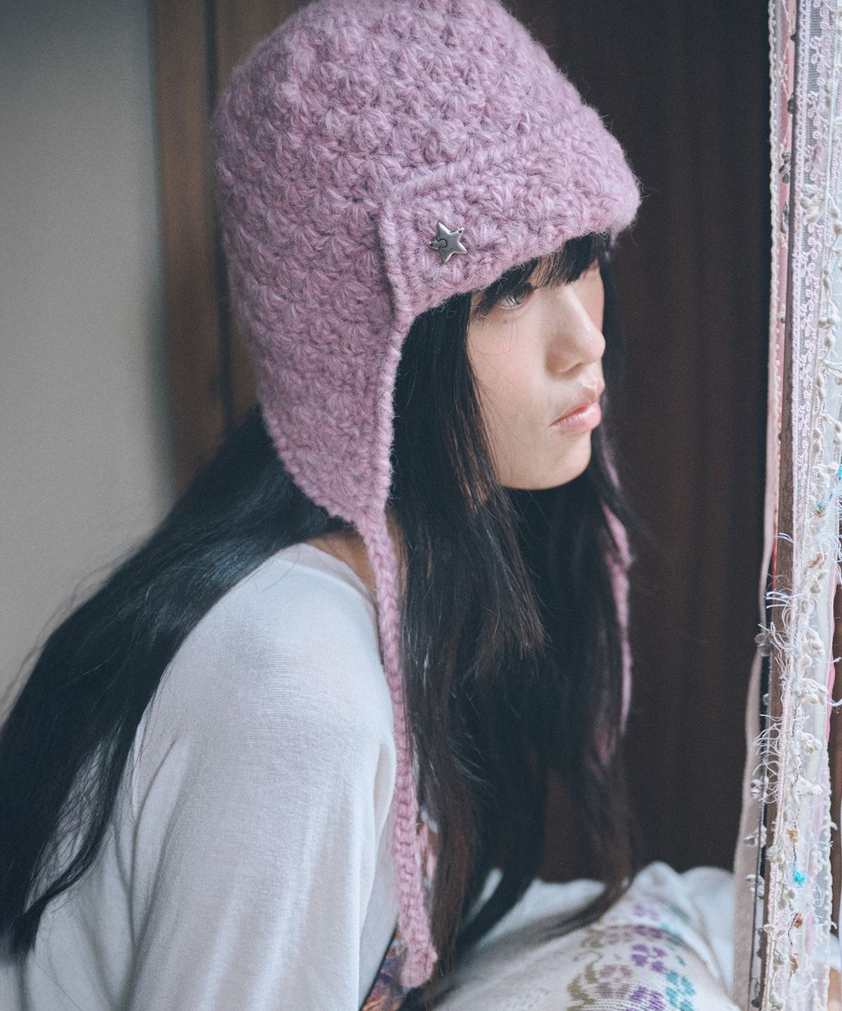 키이비(KIIBI) handmade crochet trooper hat purple