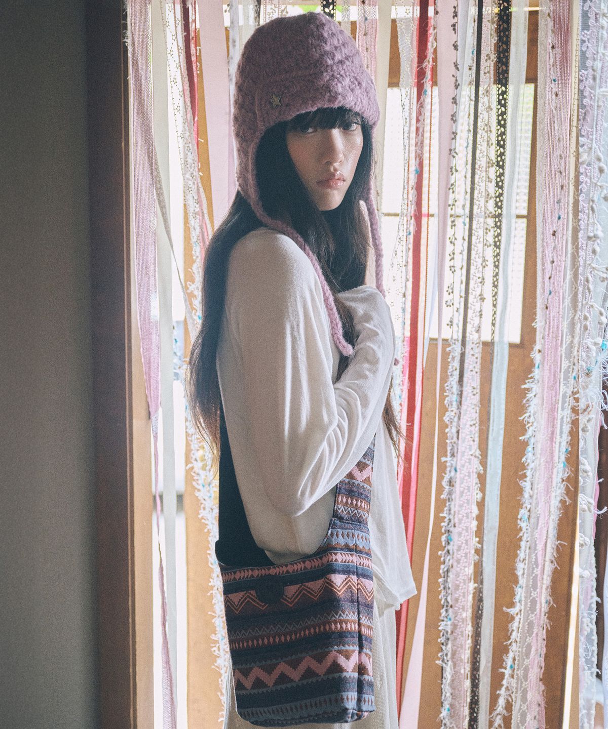 키이비(KIIBI) handmade crochet trooper hat purple
