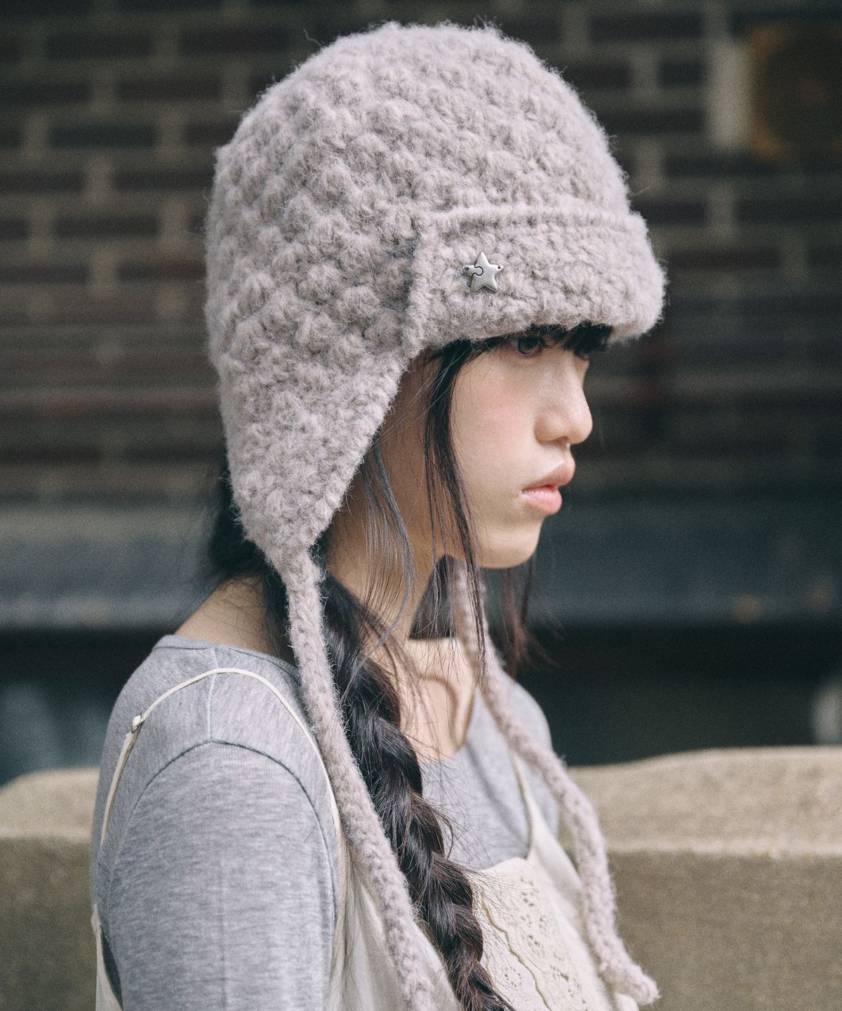 키이비(KIIBI) handmade crochet trooper hat beige