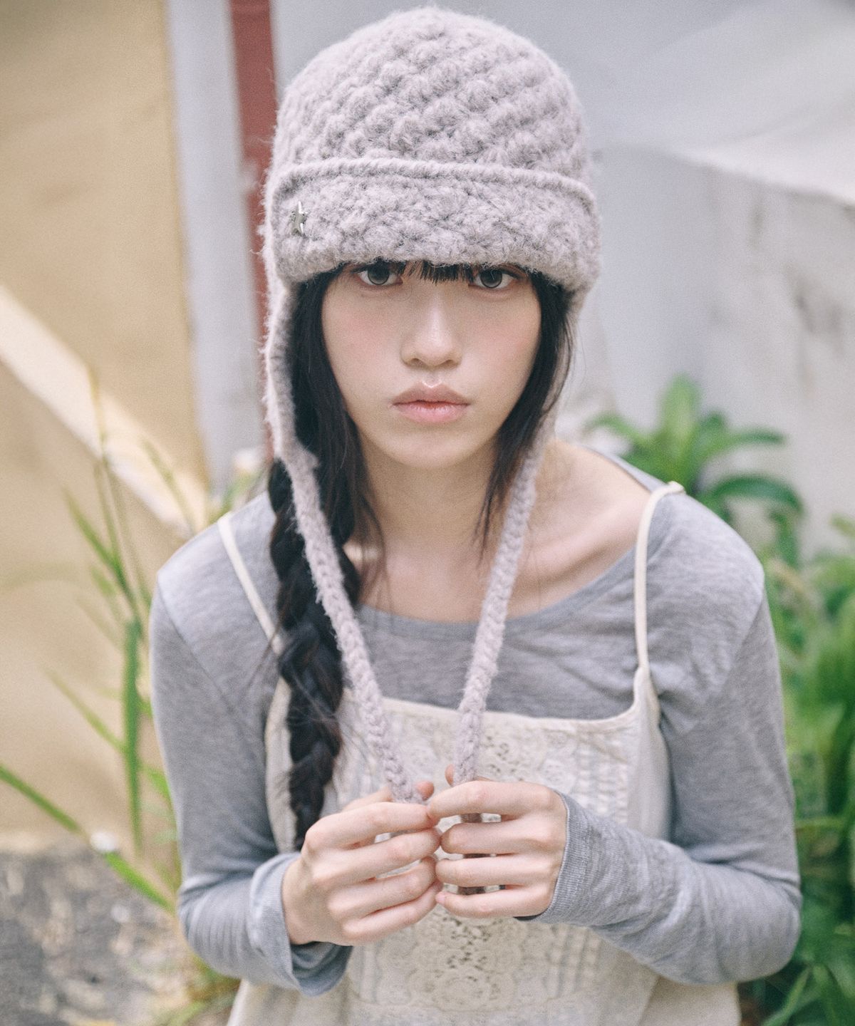 키이비(KIIBI) handmade crochet trooper hat beige