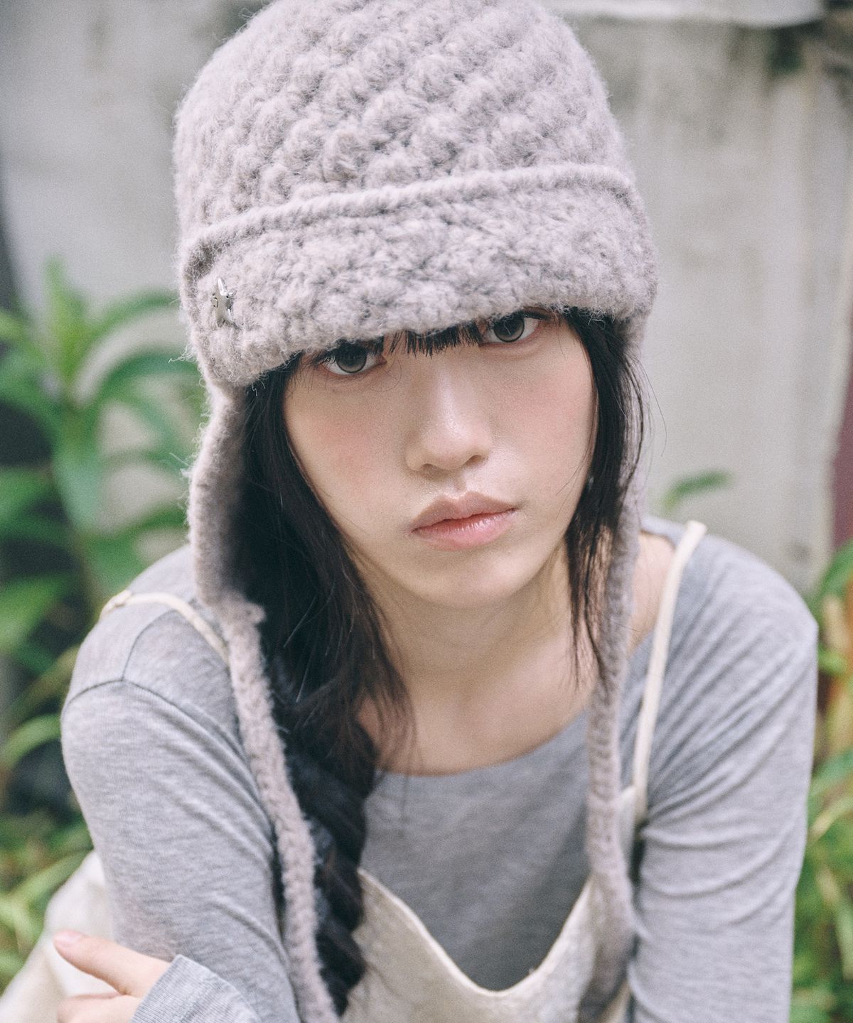 키이비(KIIBI) handmade crochet trooper hat beige