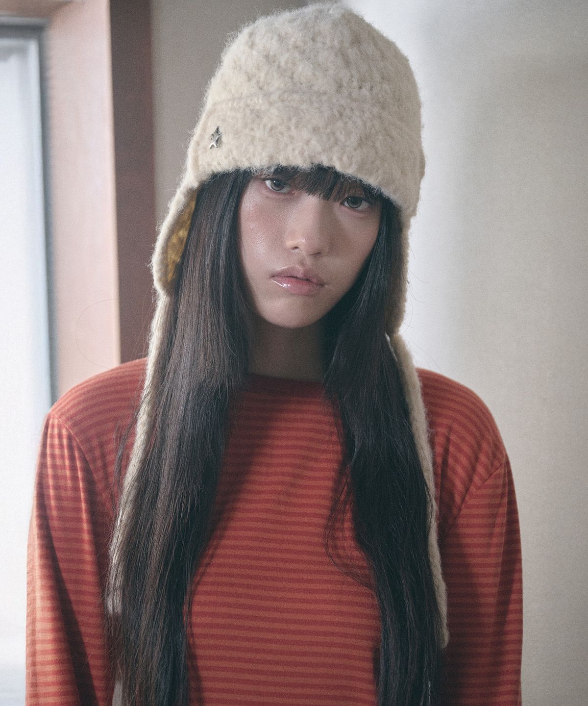 키이비(KIIBI) handmade crochet trooper hat cream