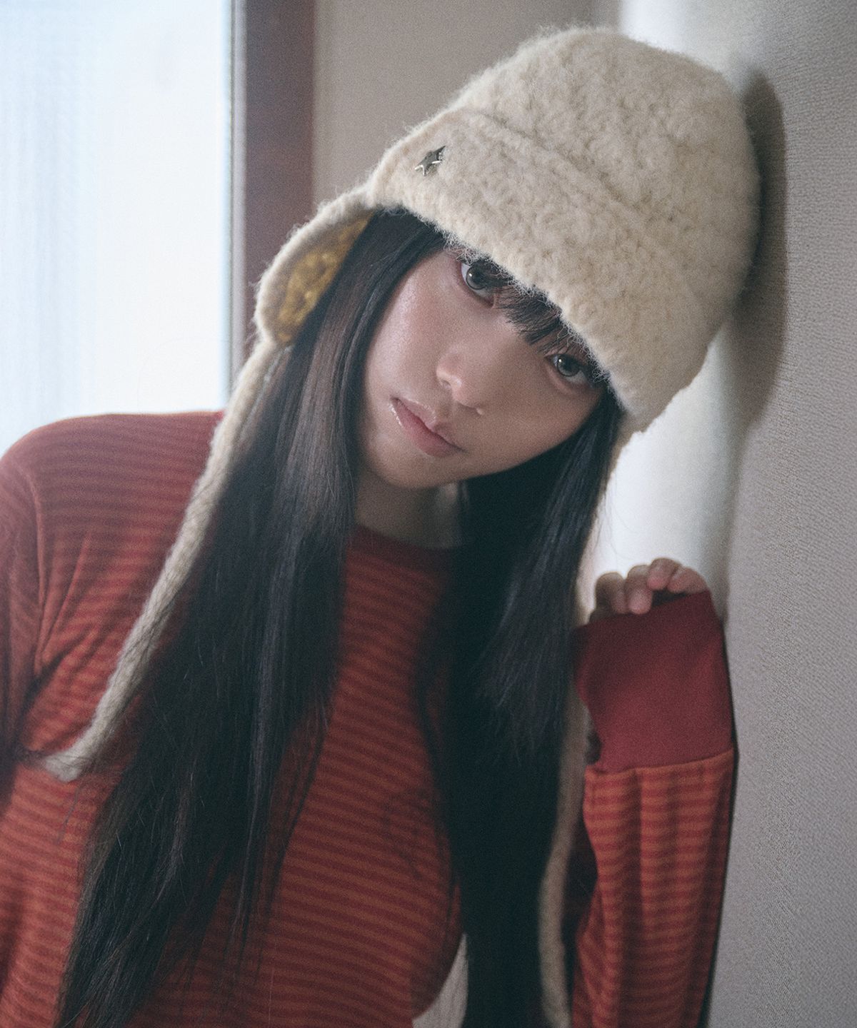 키이비(KIIBI) handmade crochet trooper hat cream