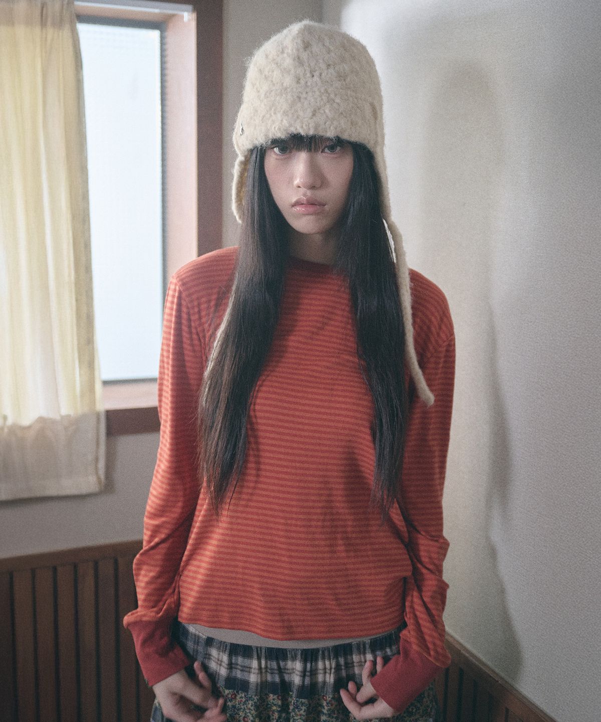키이비(KIIBI) handmade crochet trooper hat cream