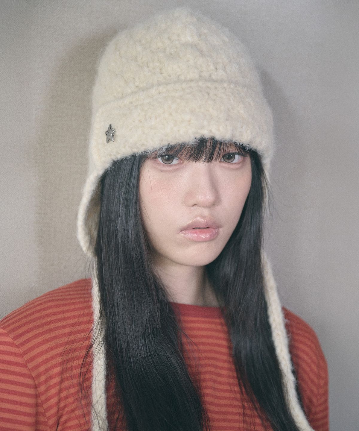 키이비(KIIBI) handmade crochet trooper hat cream