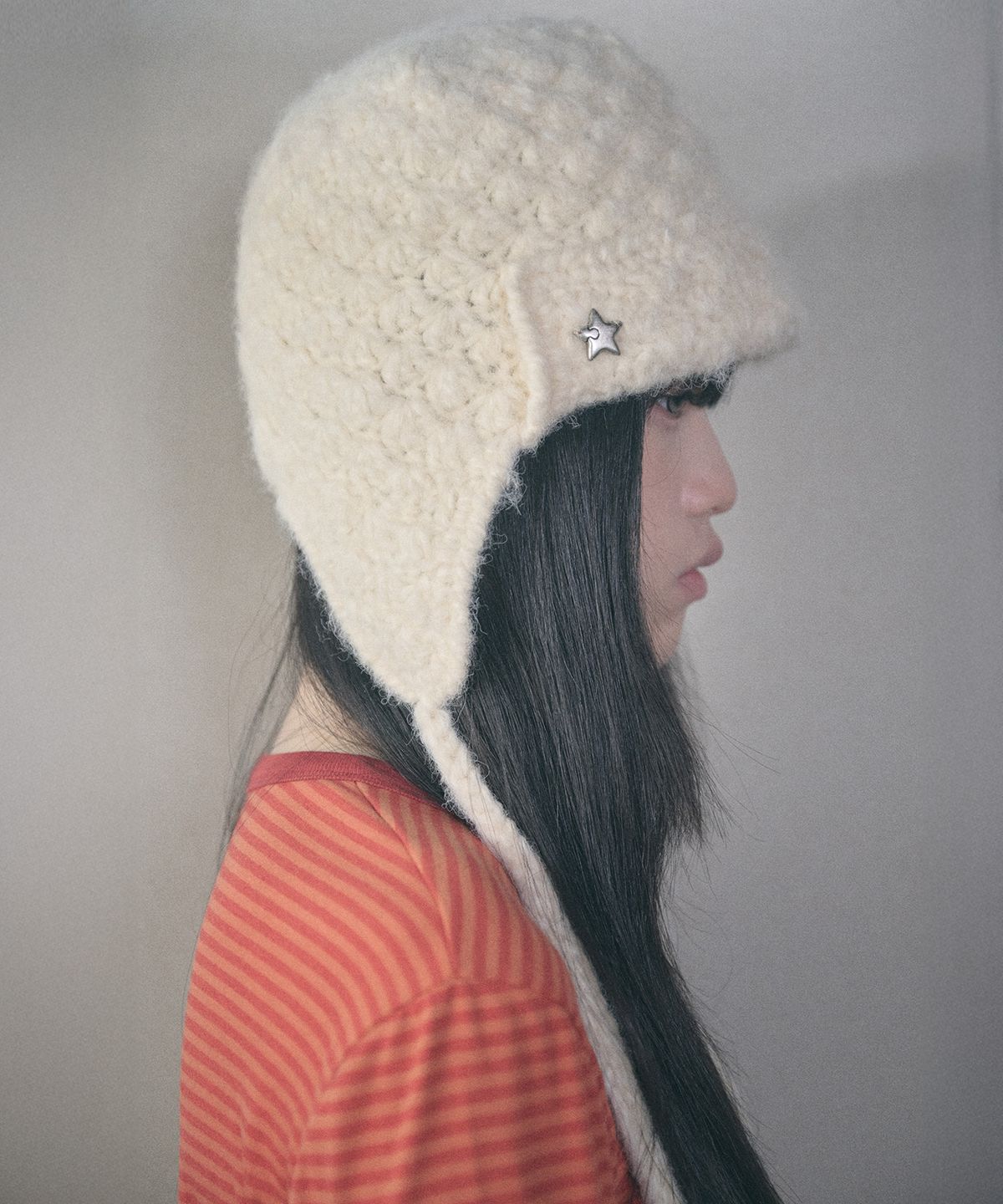 키이비(KIIBI) handmade crochet trooper hat cream