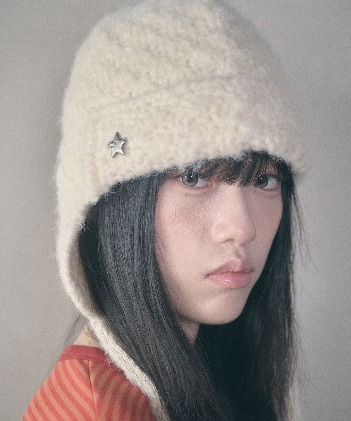 키이비(KIIBI) handmade crochet trooper hat cream