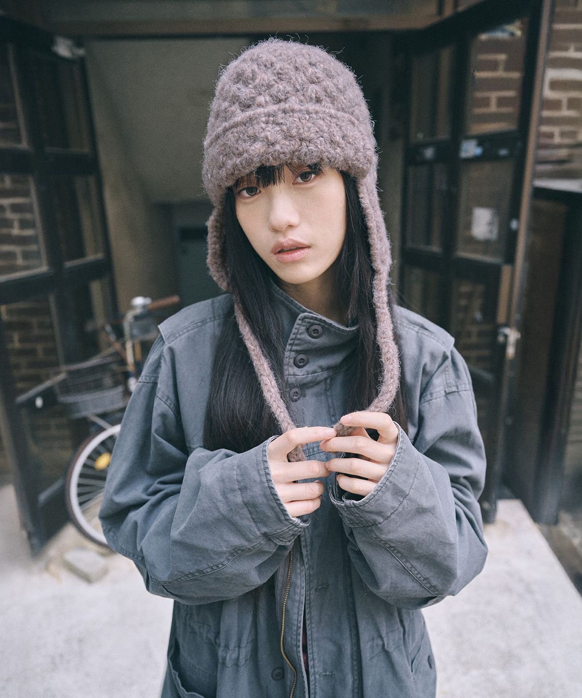 키이비(KIIBI) handmade crochet trooper hat brown