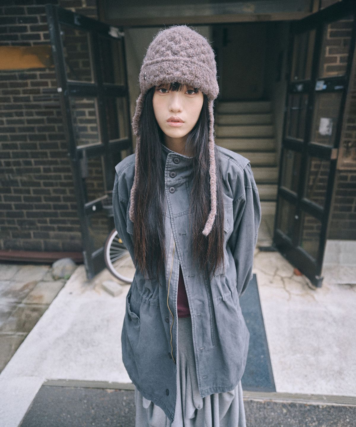 키이비(KIIBI) handmade crochet trooper hat brown