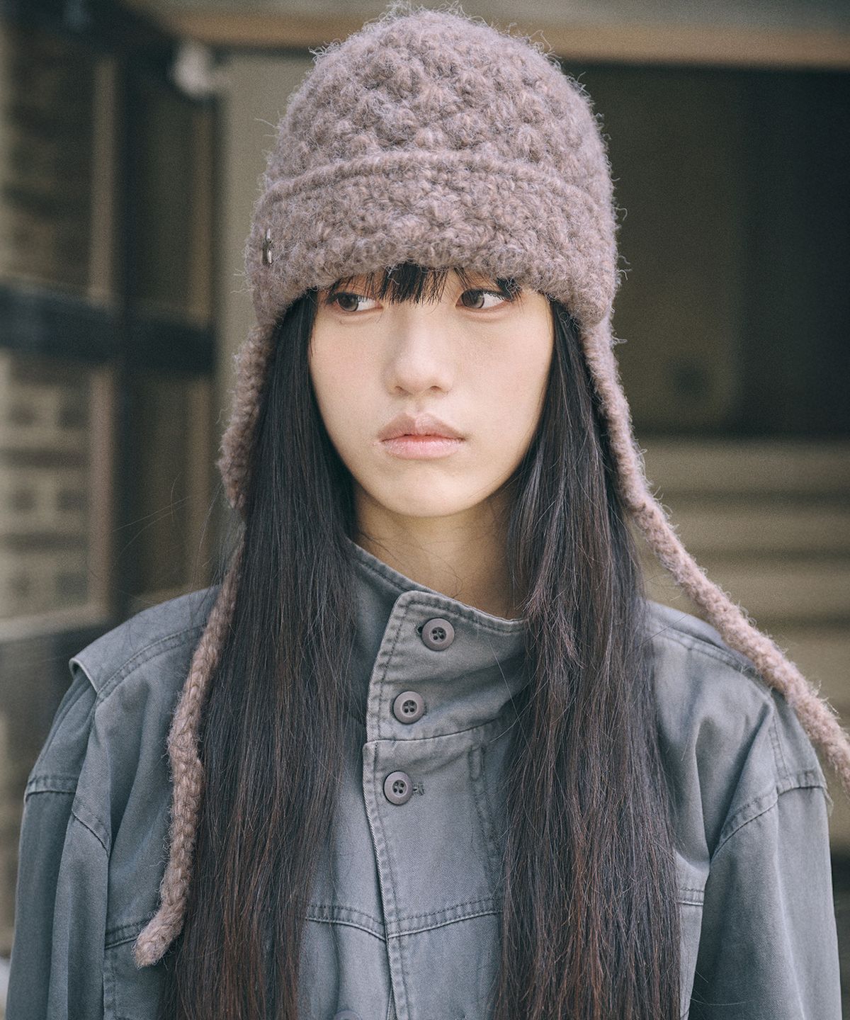 키이비(KIIBI) handmade crochet trooper hat brown