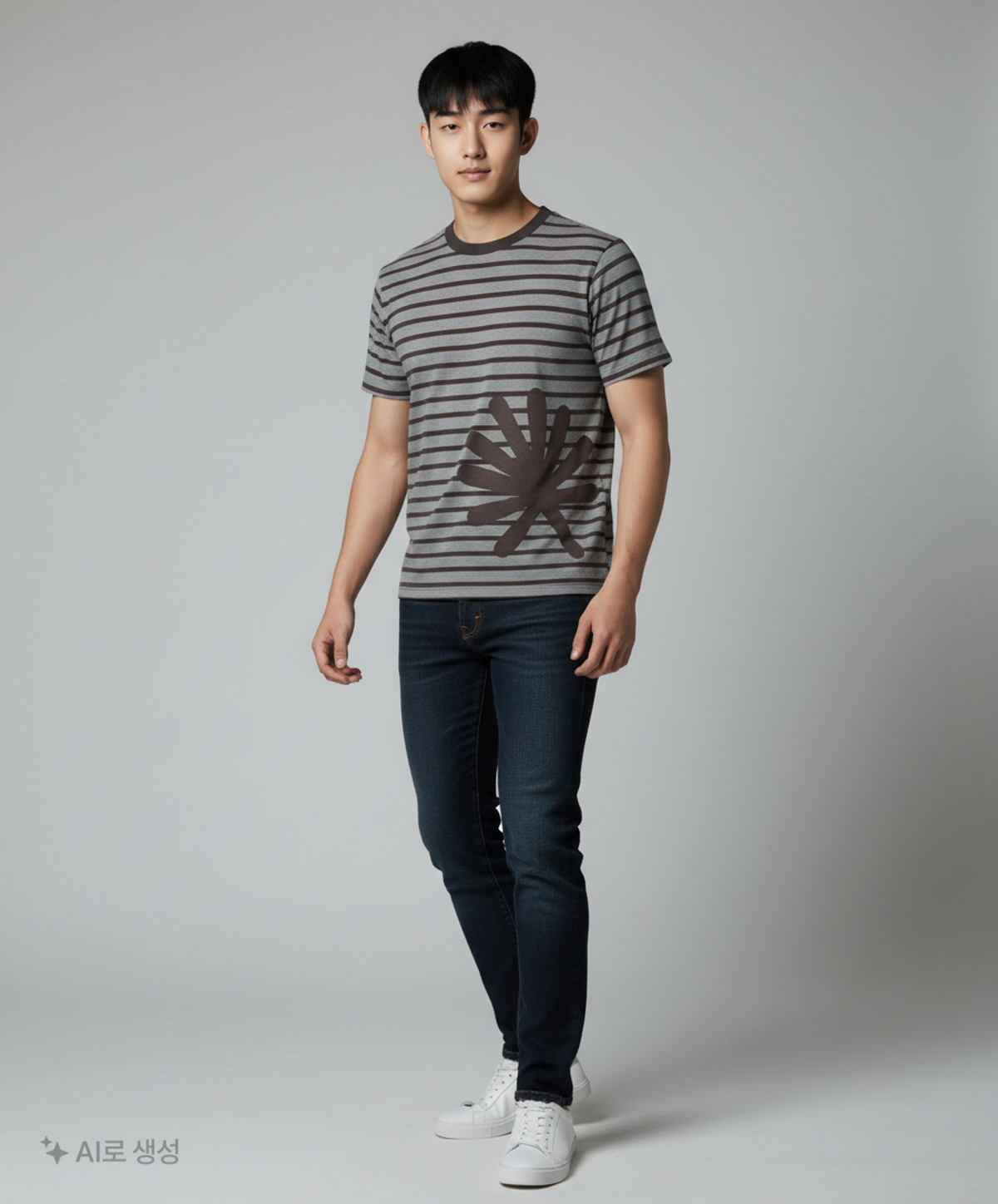 단델(DANDEL) DD murky stripe symbol tee (CHARCOAL) 1