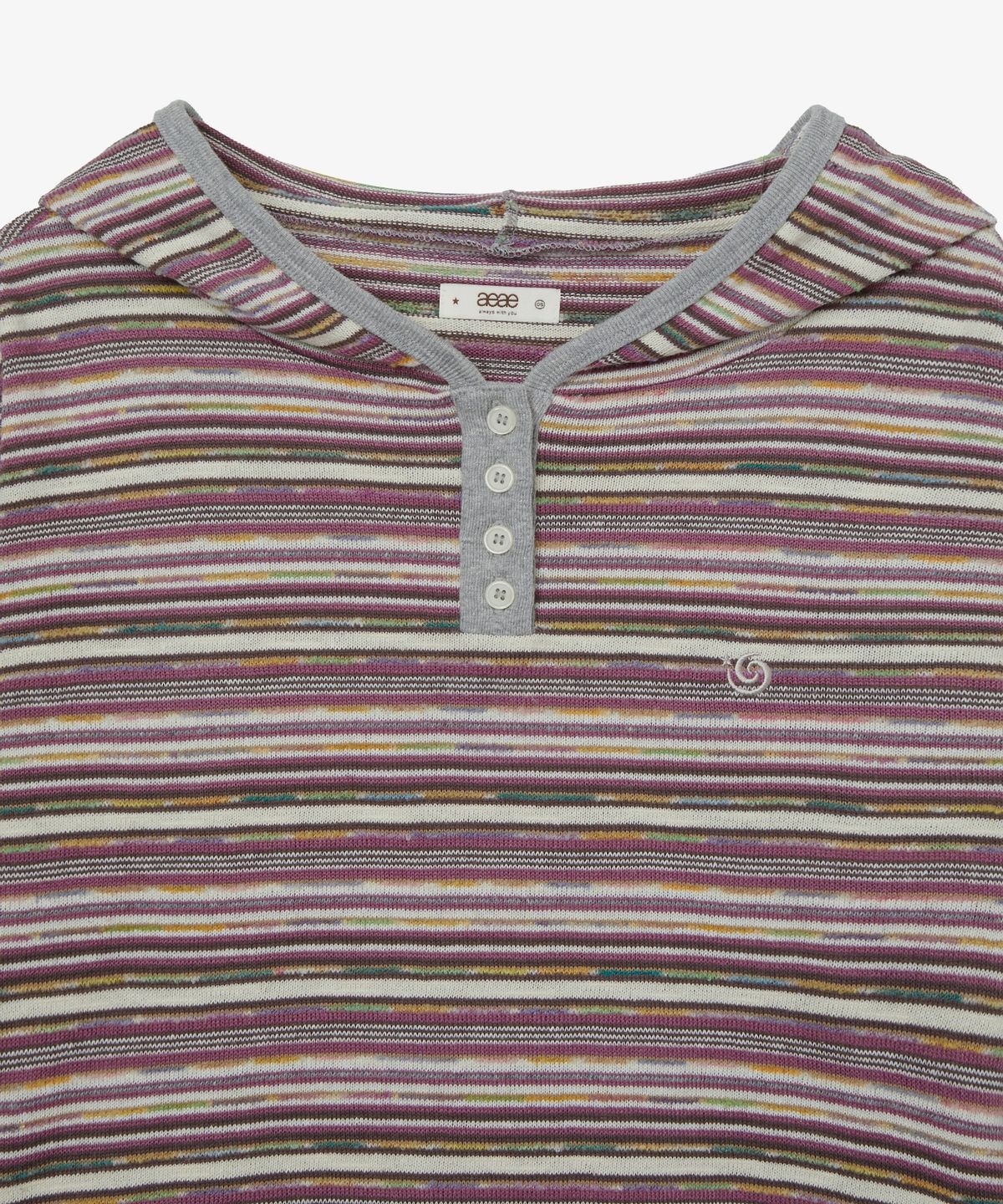 에이이에이이(AEAE) STRIPE KNIT HOODIE [PURPLE]