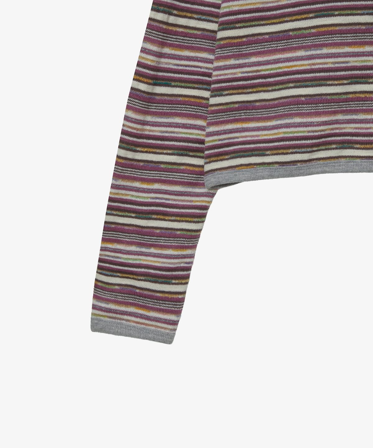 에이이에이이(AEAE) STRIPE KNIT HOODIE [PURPLE]