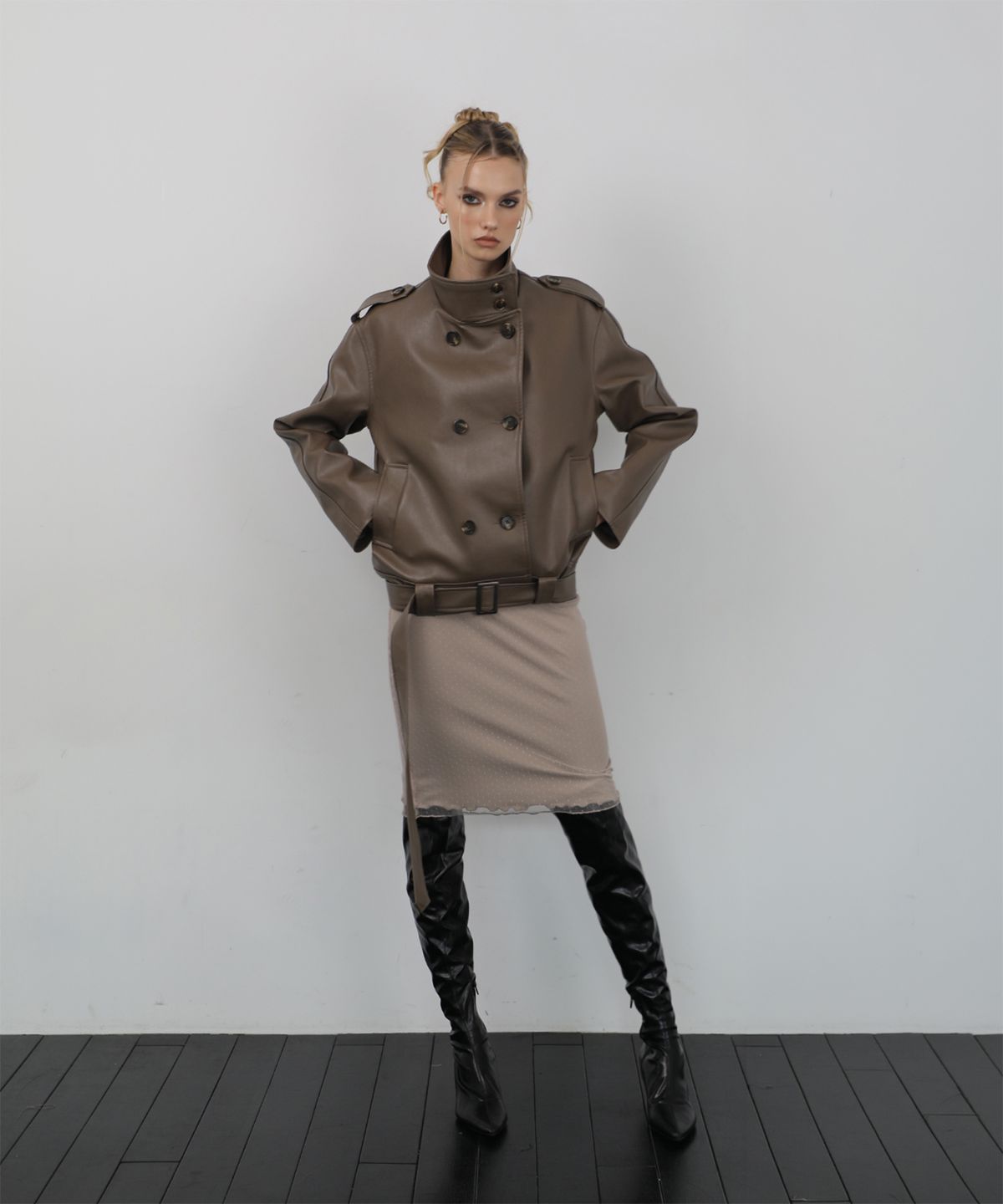 웨이브걸(WAVEGIRL) Vegan Leather Jacket (2color)