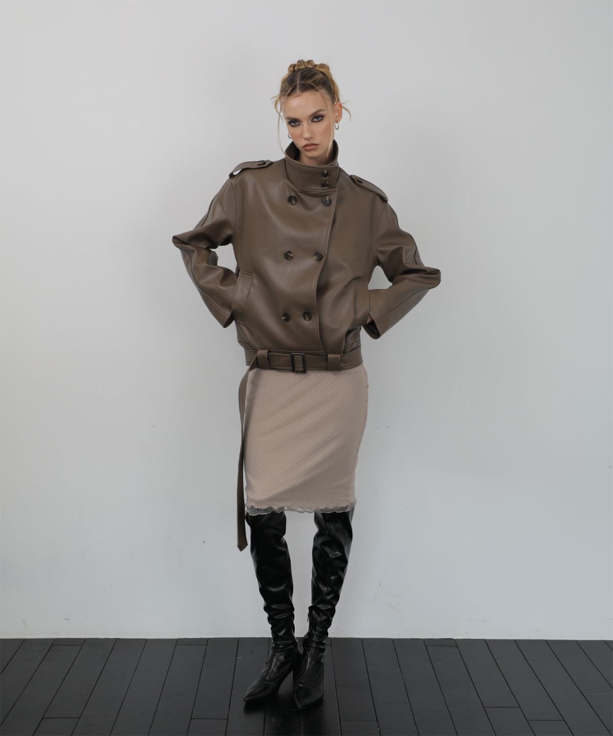 웨이브걸(WAVEGIRL) Vegan Leather Jacket (2color)
