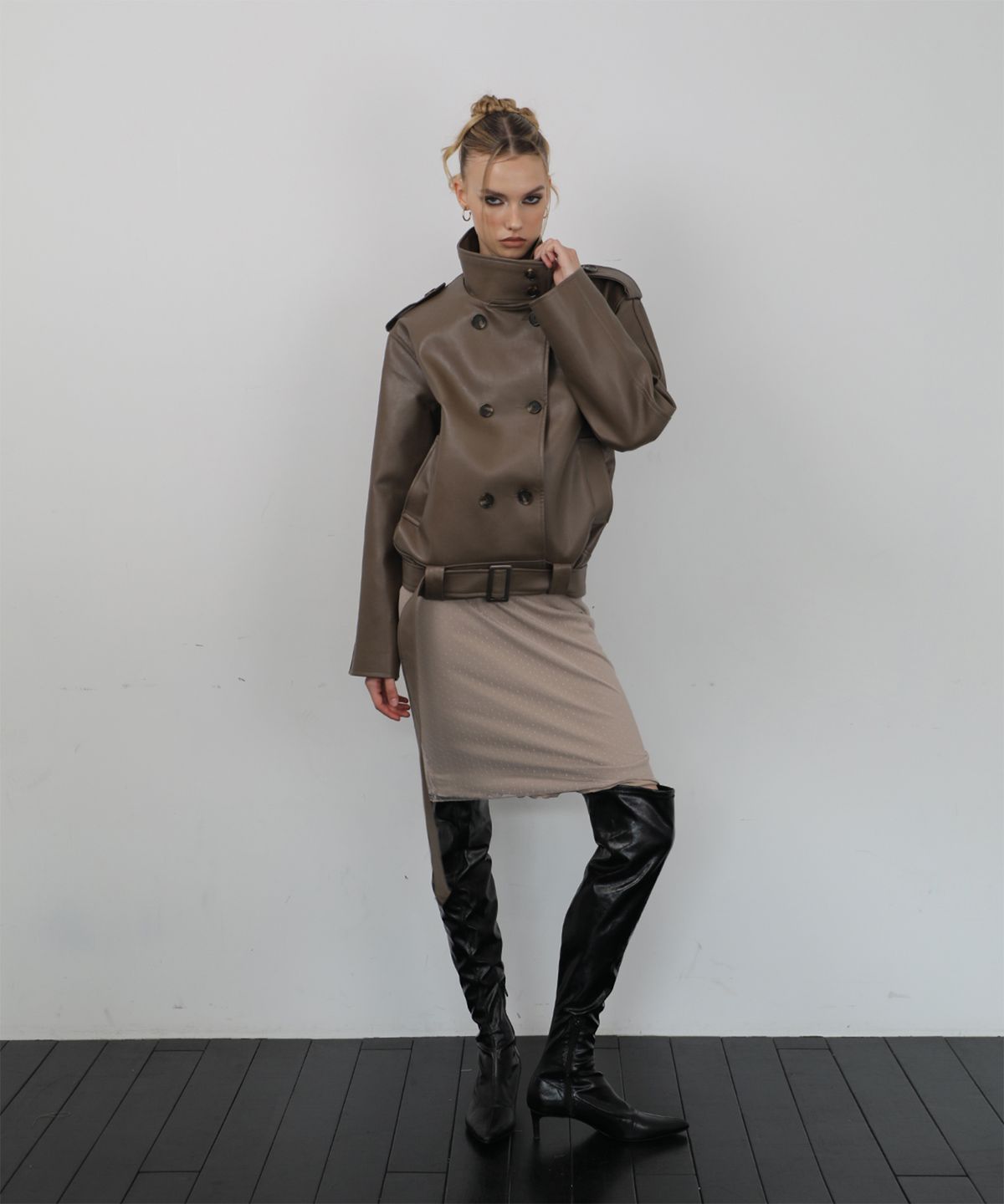 웨이브걸(WAVEGIRL) Vegan Leather Jacket (2color)