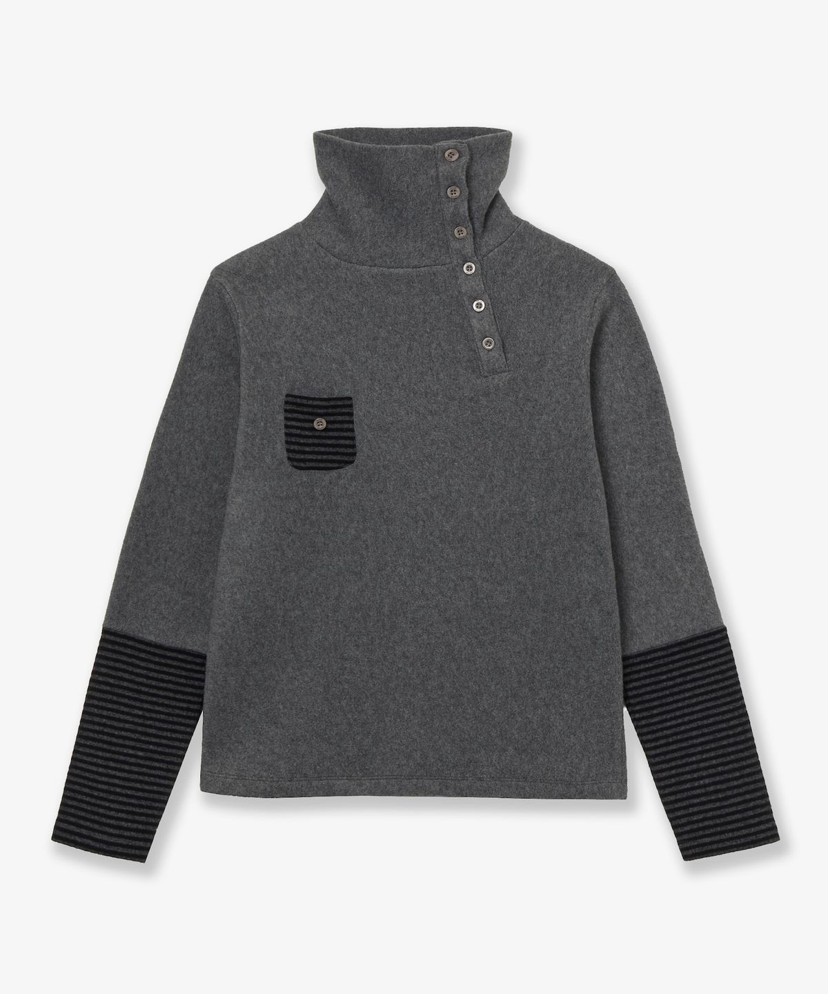 에이이에이이(AEAE) SLEEVE BLOCK HIGH NECK TEE [CHARCOAL]