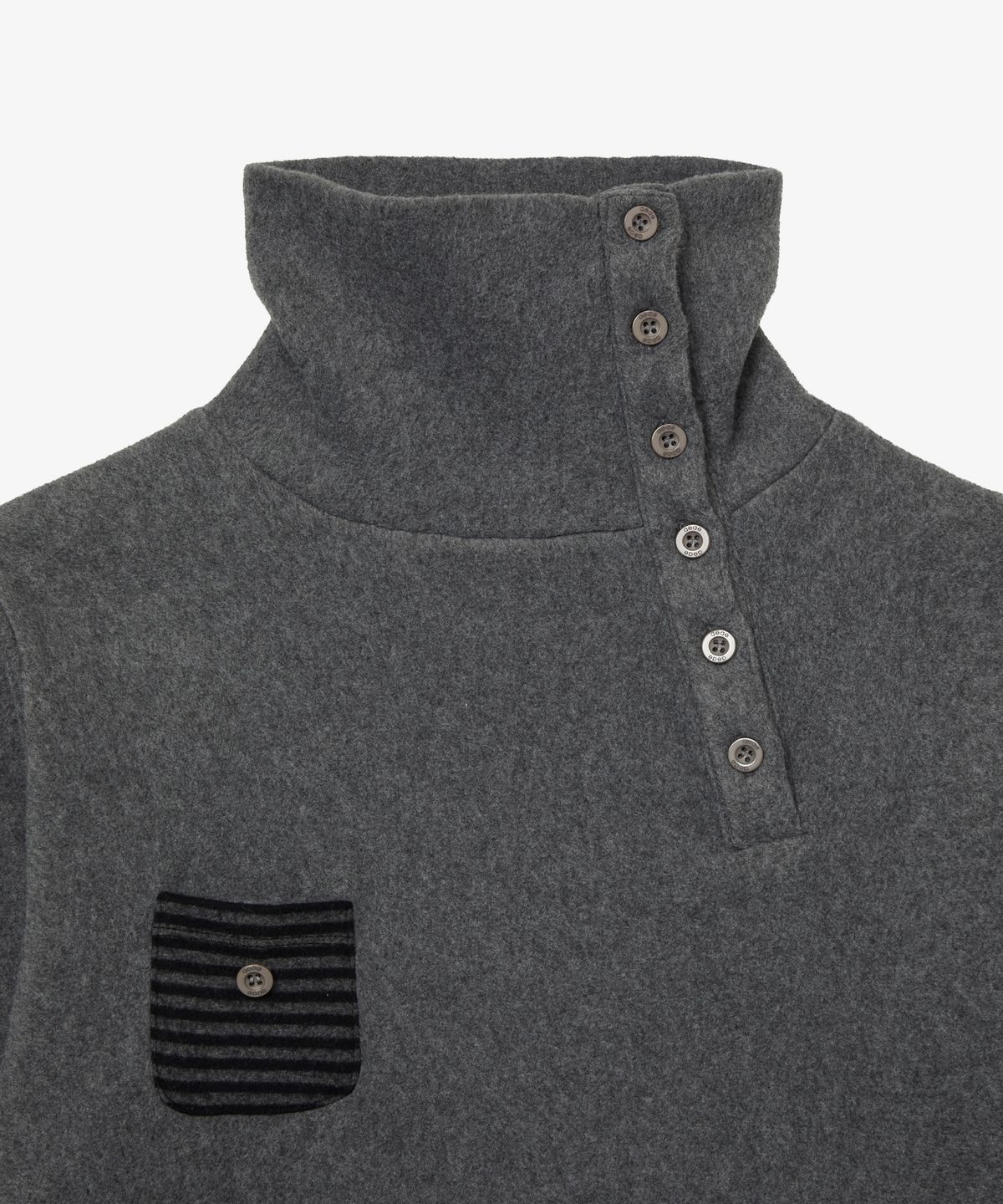 에이이에이이(AEAE) SLEEVE BLOCK HIGH NECK TEE [CHARCOAL]