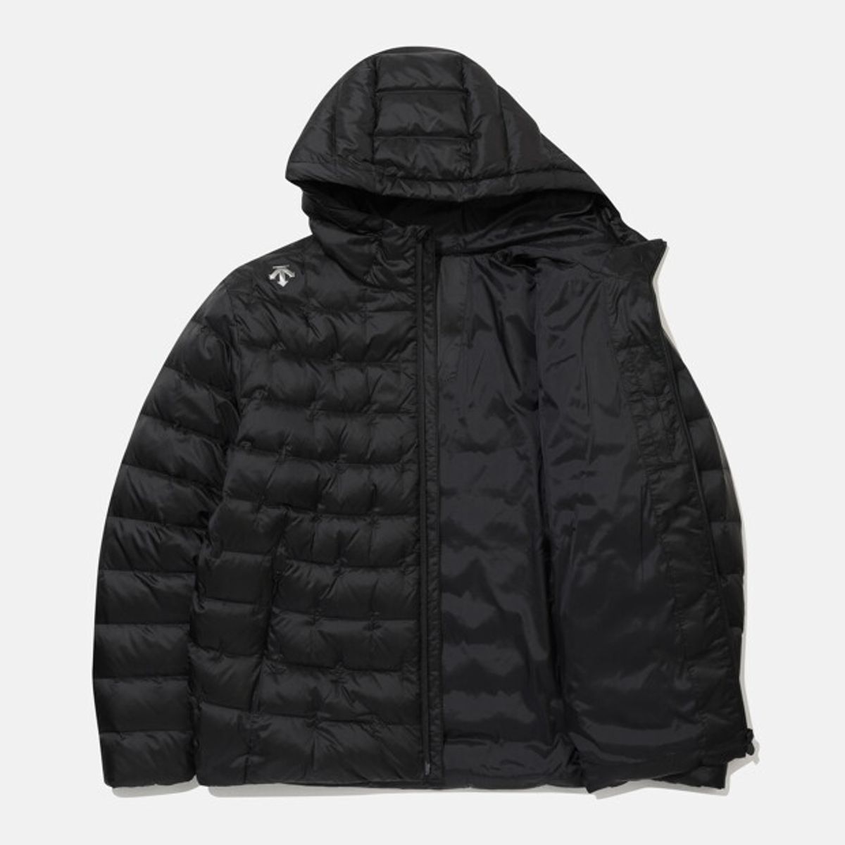 데상트(DESCENTE) 경량 퀼팅 후드형 컴포트핏 다운 자켓 블랙 SR423UDJO4
