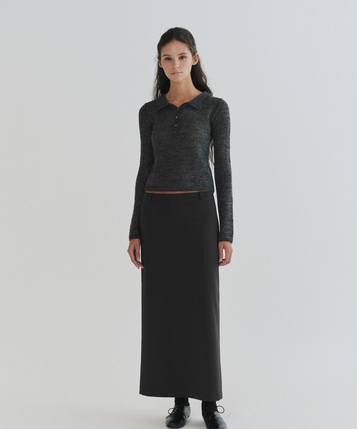 앤니즈(ANDNEEDS) Lois long skirt (charcoal)
