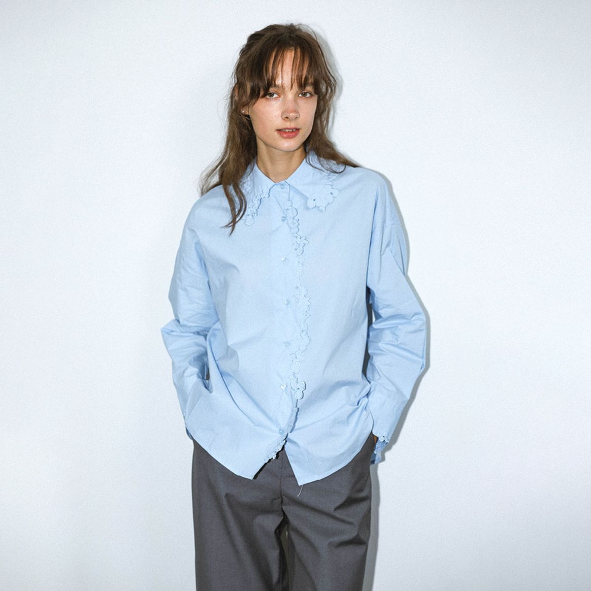 던드롭(DUNDROP) DD_Floral embroidery shirt