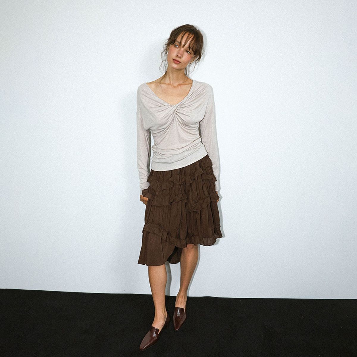 던드롭(DUNDROP) DD_Twist front drape top