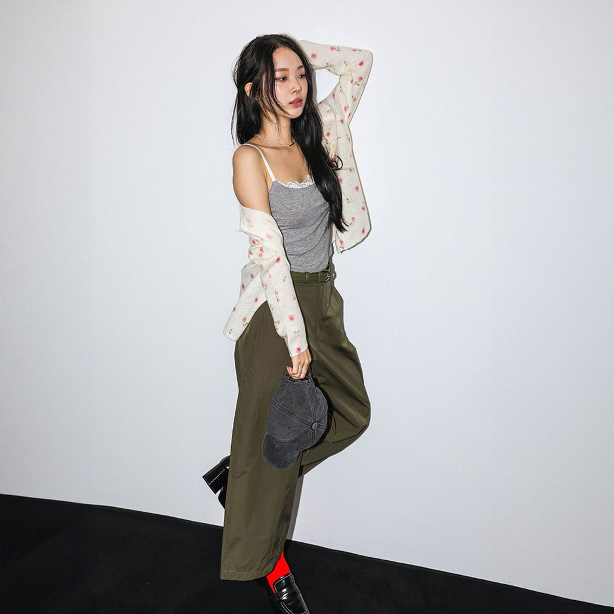 던드롭(DUNDROP) DD_Floral print knit cardigan