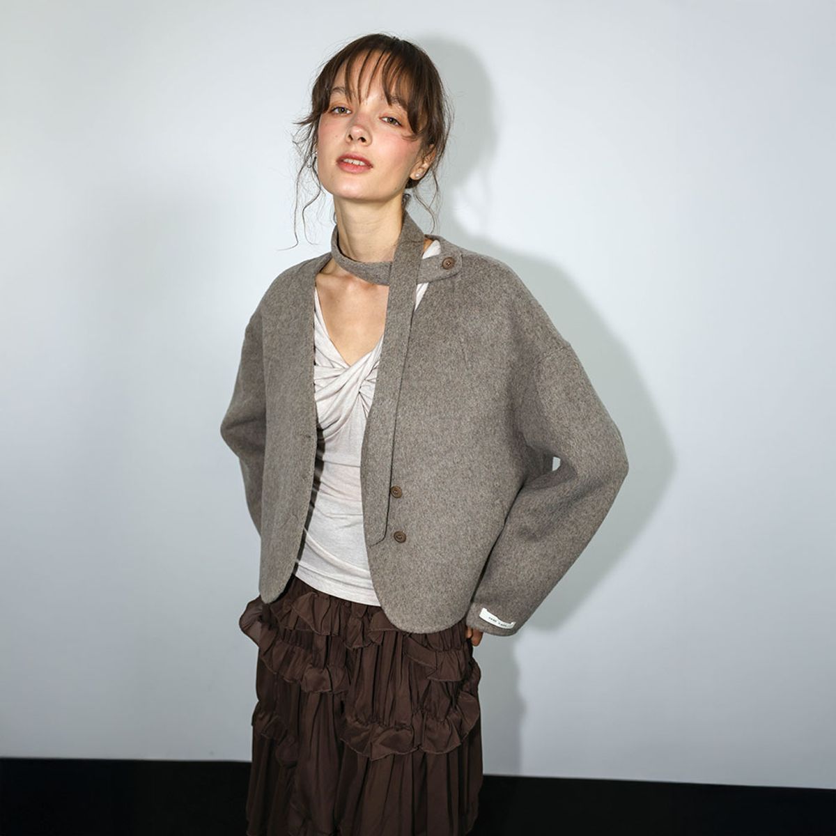 던드롭(DUNDROP) DD_Scarf neck jacket