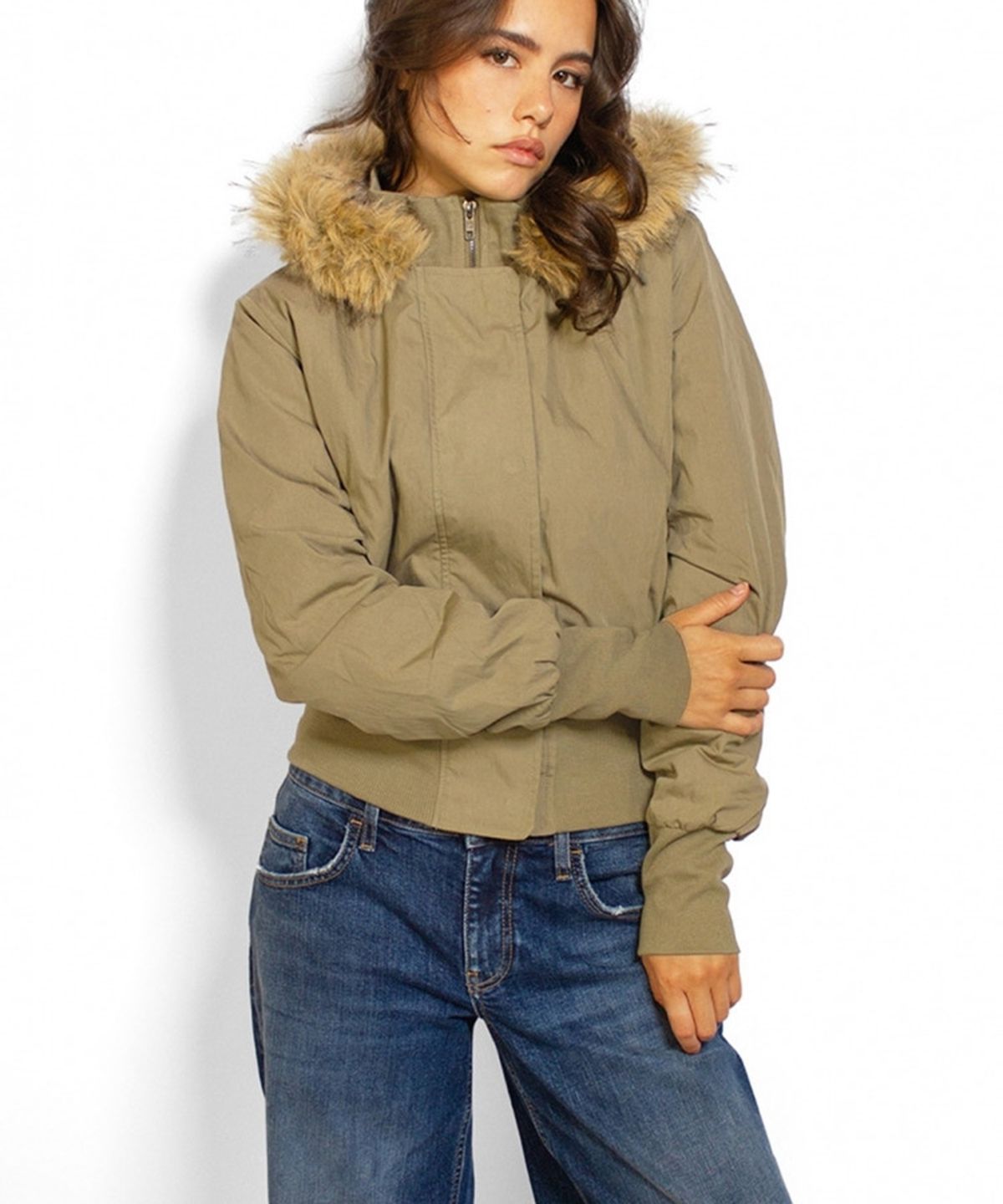 섭듀드(SUBDUED) Hooded Bomber Jacket (KHAKI GREEN)