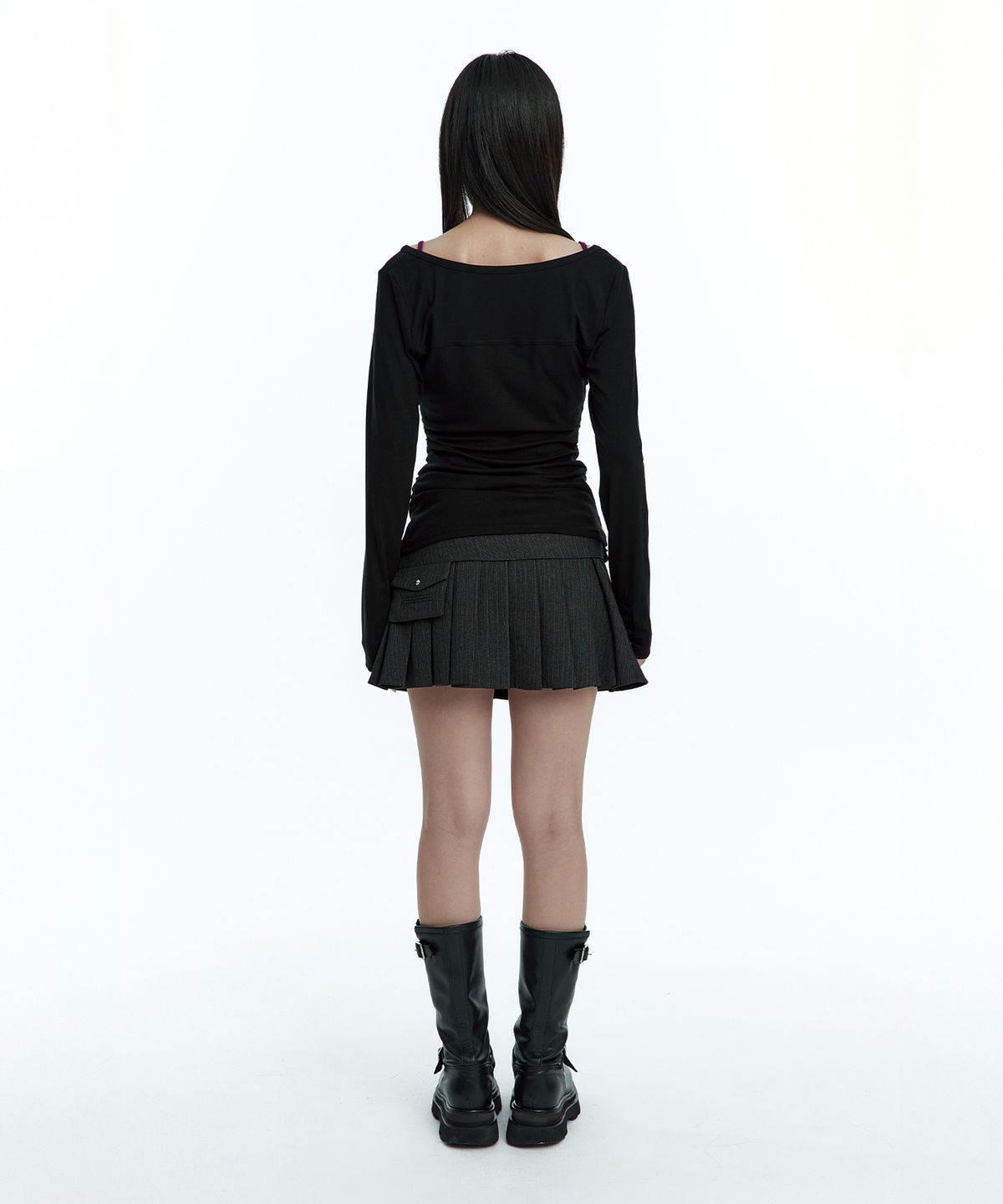러프넥(ROUGHNECK) Overlap Belt Skirt