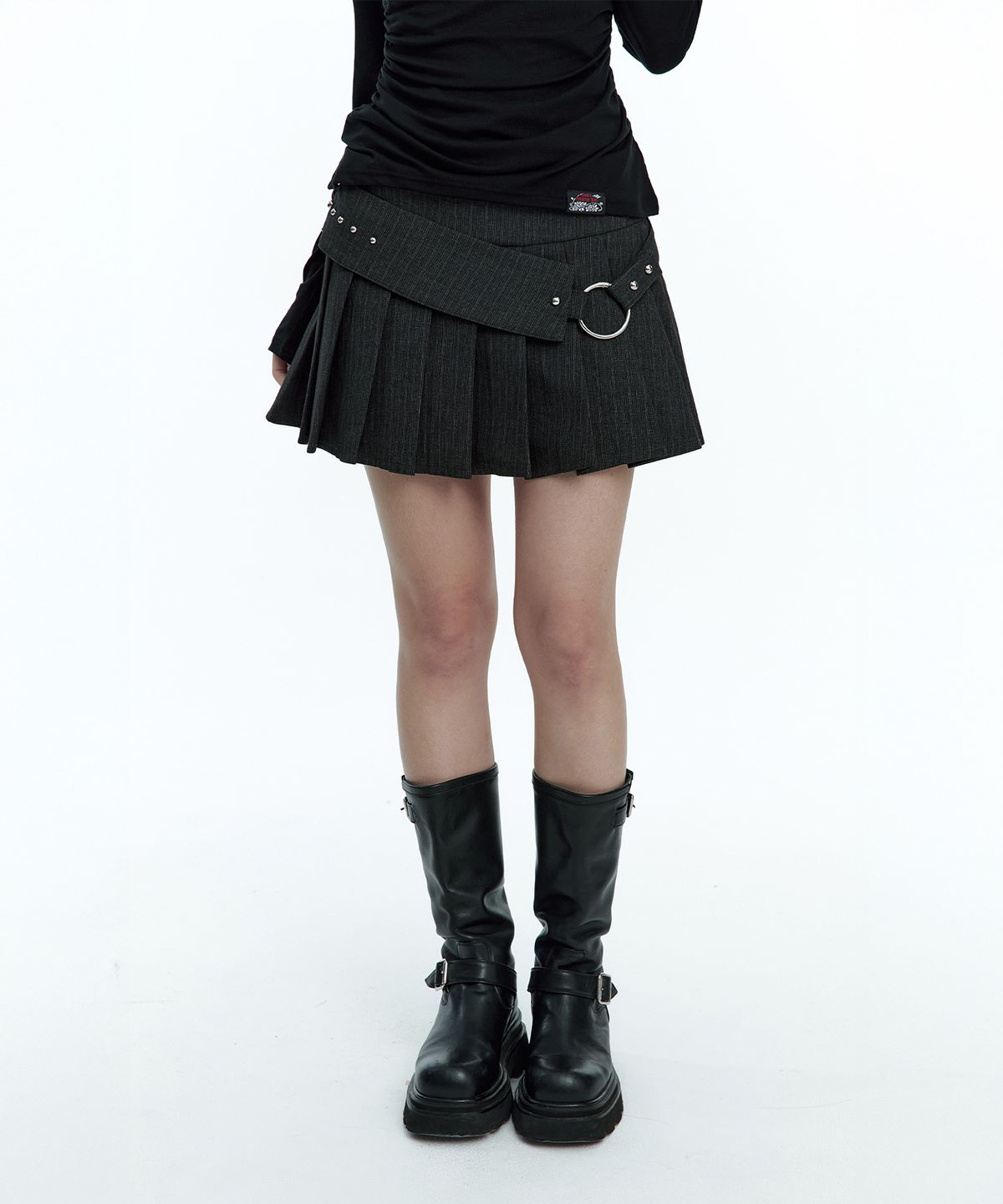 러프넥(ROUGHNECK) Overlap Belt Skirt