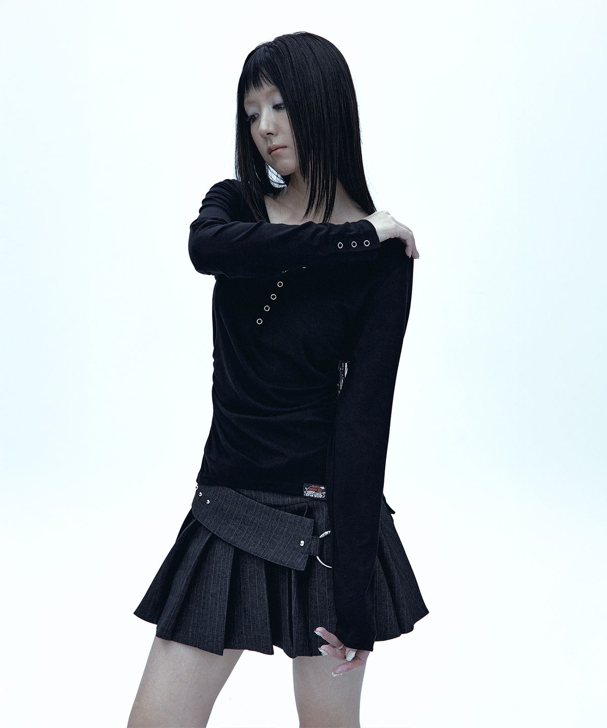러프넥(ROUGHNECK) Overlap Belt Skirt
