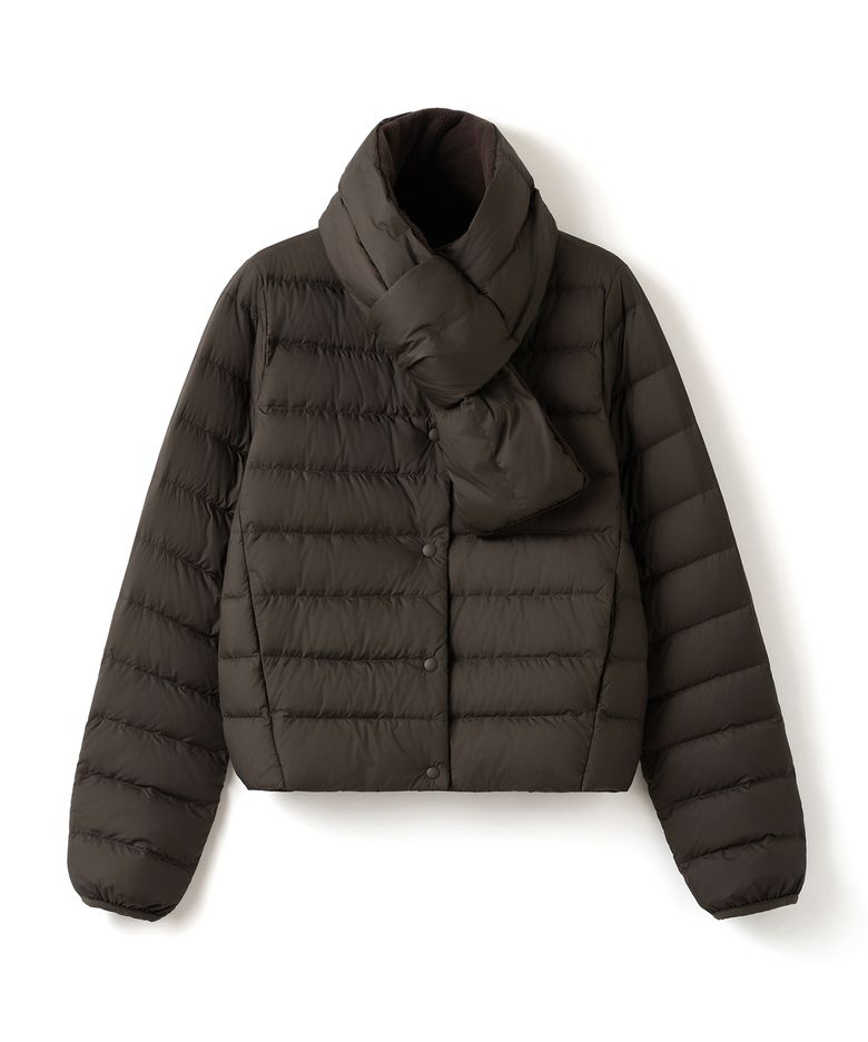 [보라끌레르 PICK] [머플러 SET] 라이트웨이트 라운드 덕다운 패딩 자켓 브라운 COWJP002BROWN