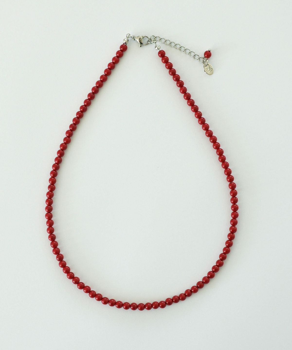 모던라이크(MODERN LIKE) [ Silver ] 산호 레드 진주 목걸이 4mm