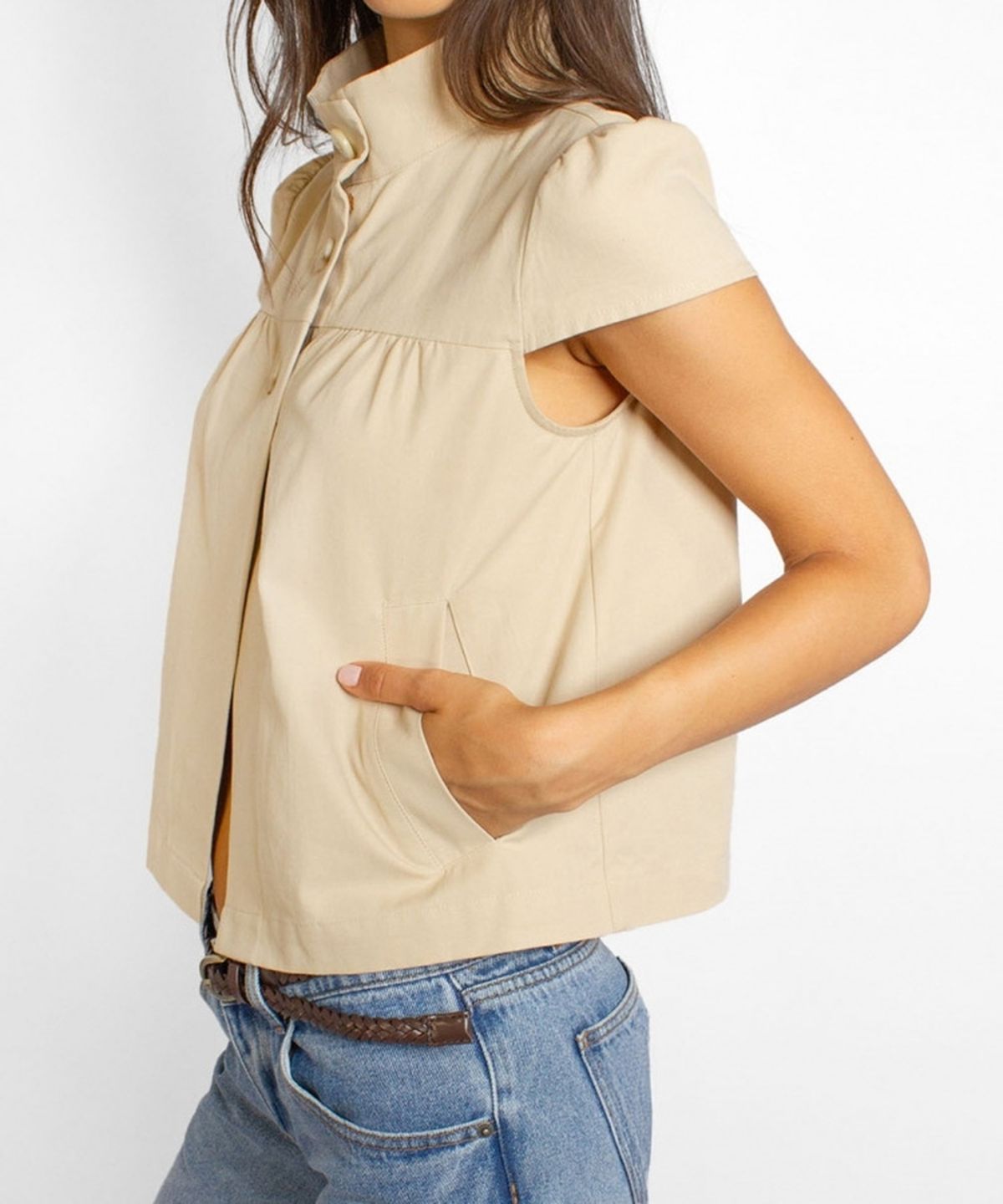 섭듀드(SUBDUED) High-neck Shirt (BEIGE)