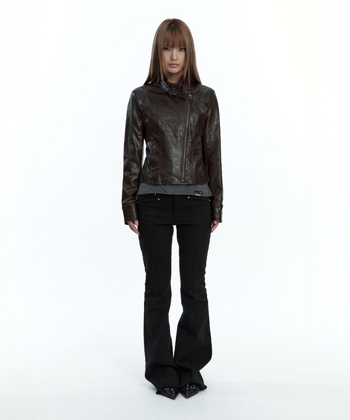 러프넥(ROUGHNECK) Western Studed BootCut Pants Black